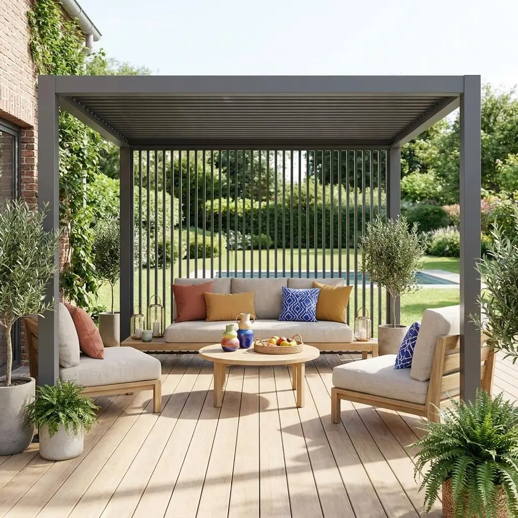 Lot de 3 persiennes verticales 130cm pour pergola bioclimatique aluminium 4x3m Triomphe