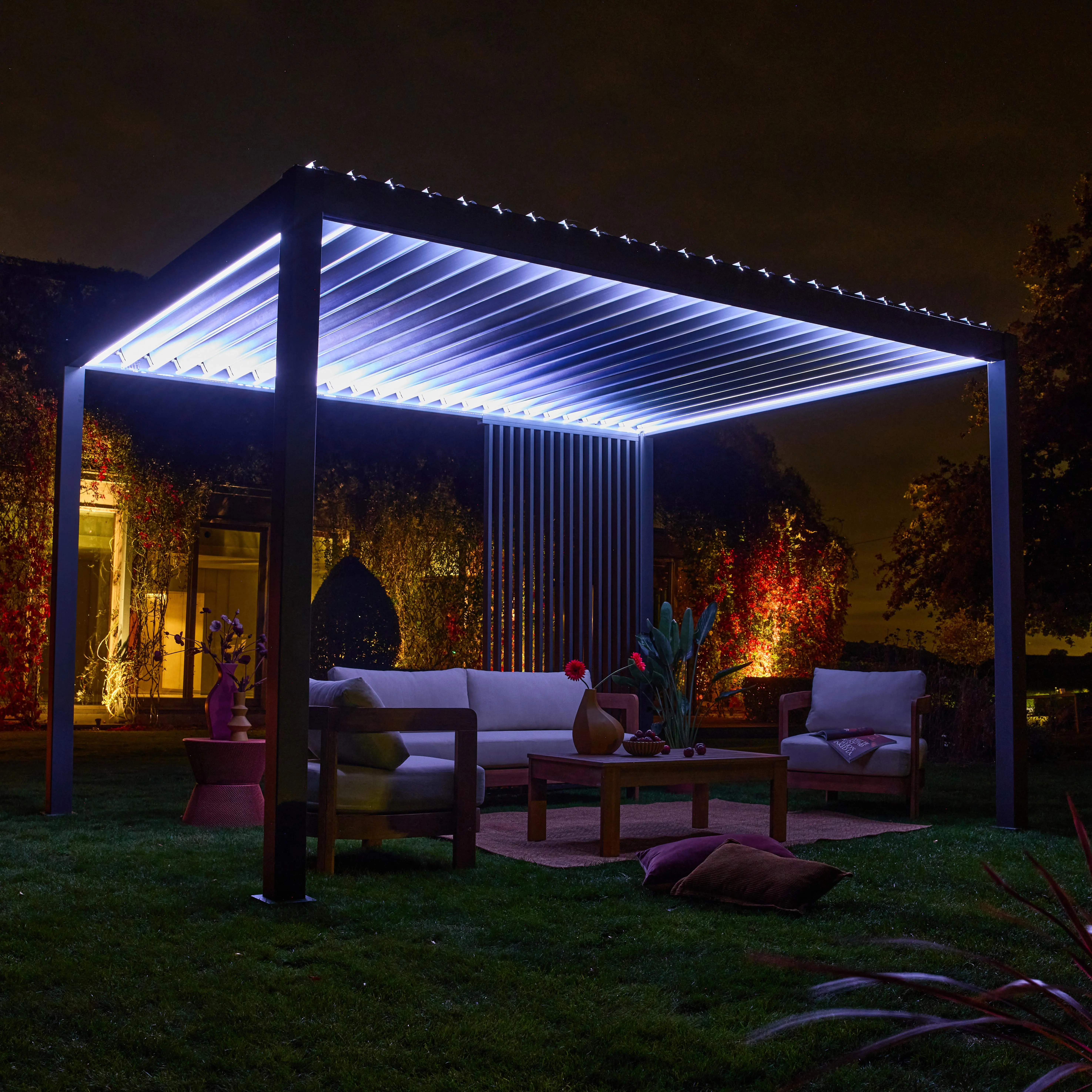 Persienne verticale 130cm pour pergola bioclimatique aluminium 4x3m Triomphe