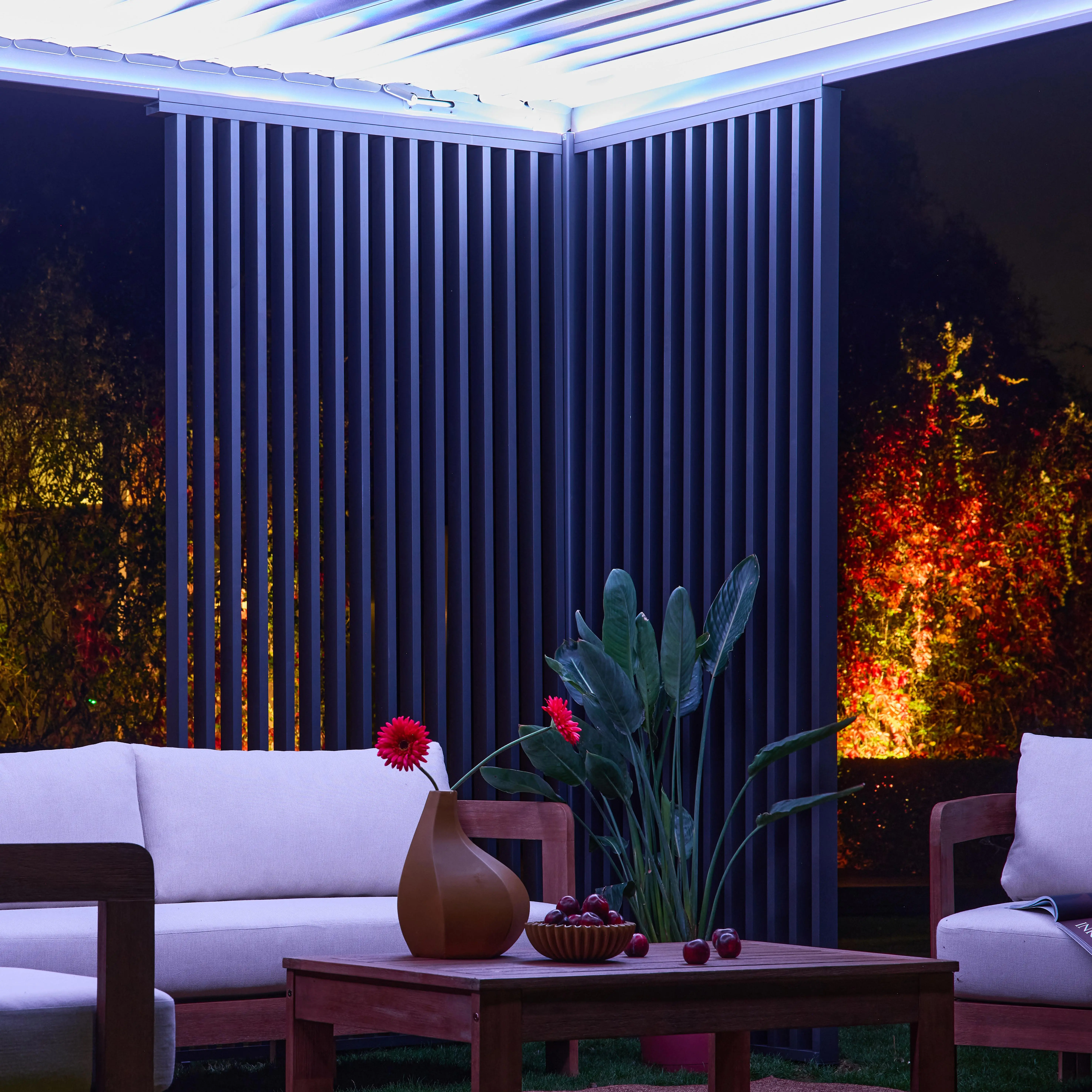Persienne verticale 130cm pour pergola bioclimatique aluminium 4x3m Triomphe