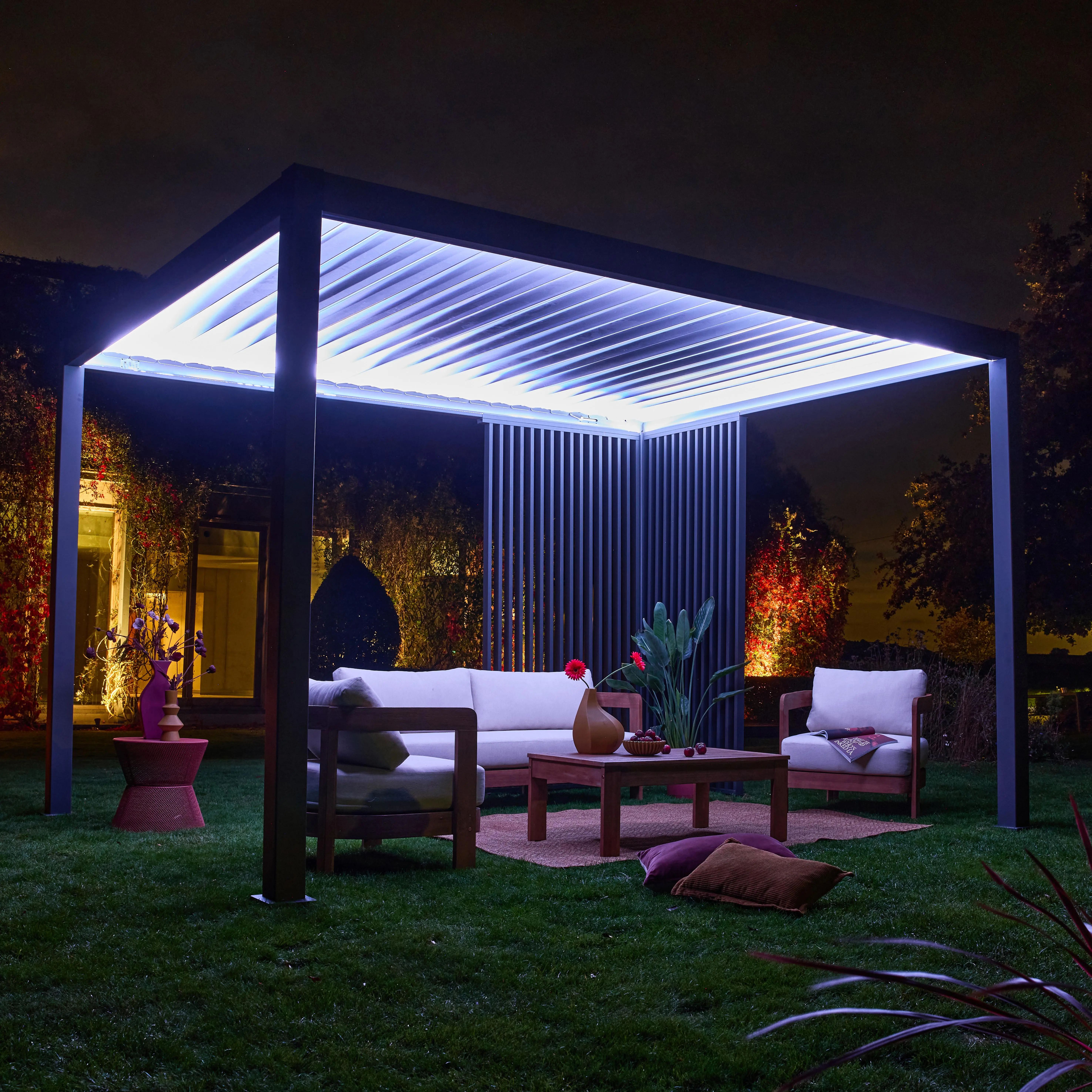 Persienne verticale 130cm pour pergola bioclimatique aluminium 4x3m Triomphe