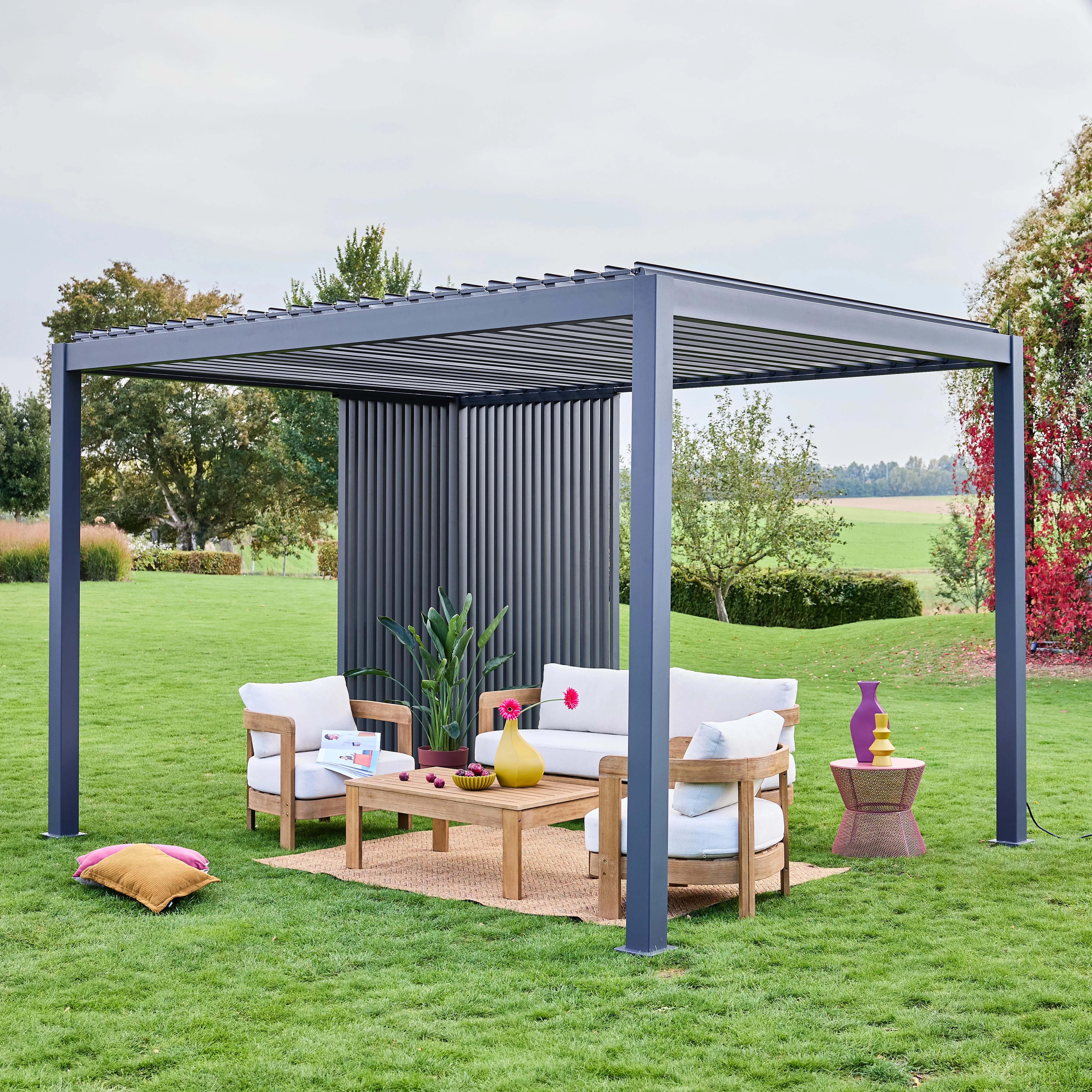 Persienne verticale 130cm pour pergola bioclimatique aluminium 4x3m Triomphe