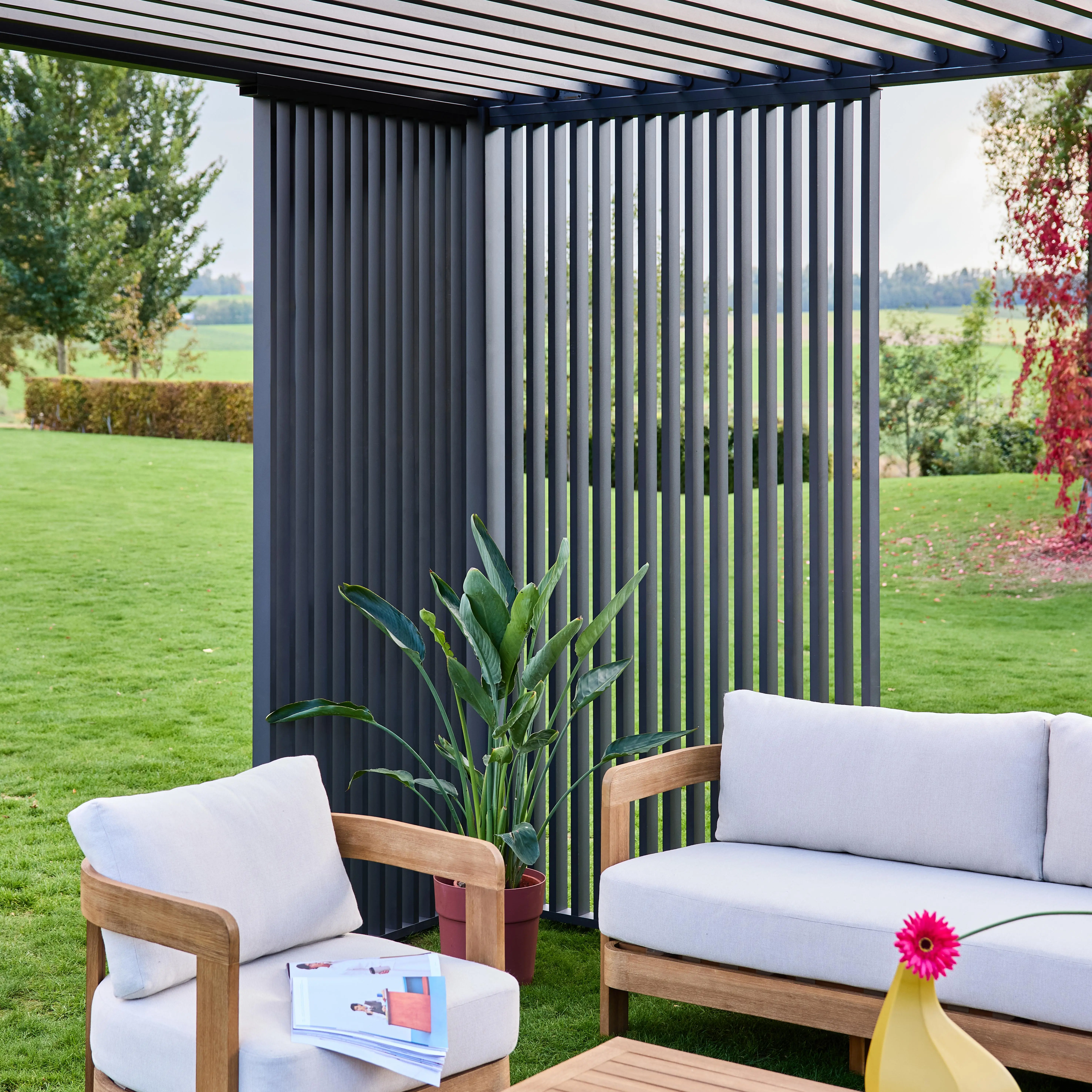 Persienne verticale 130cm pour pergola bioclimatique aluminium 4x3m Triomphe