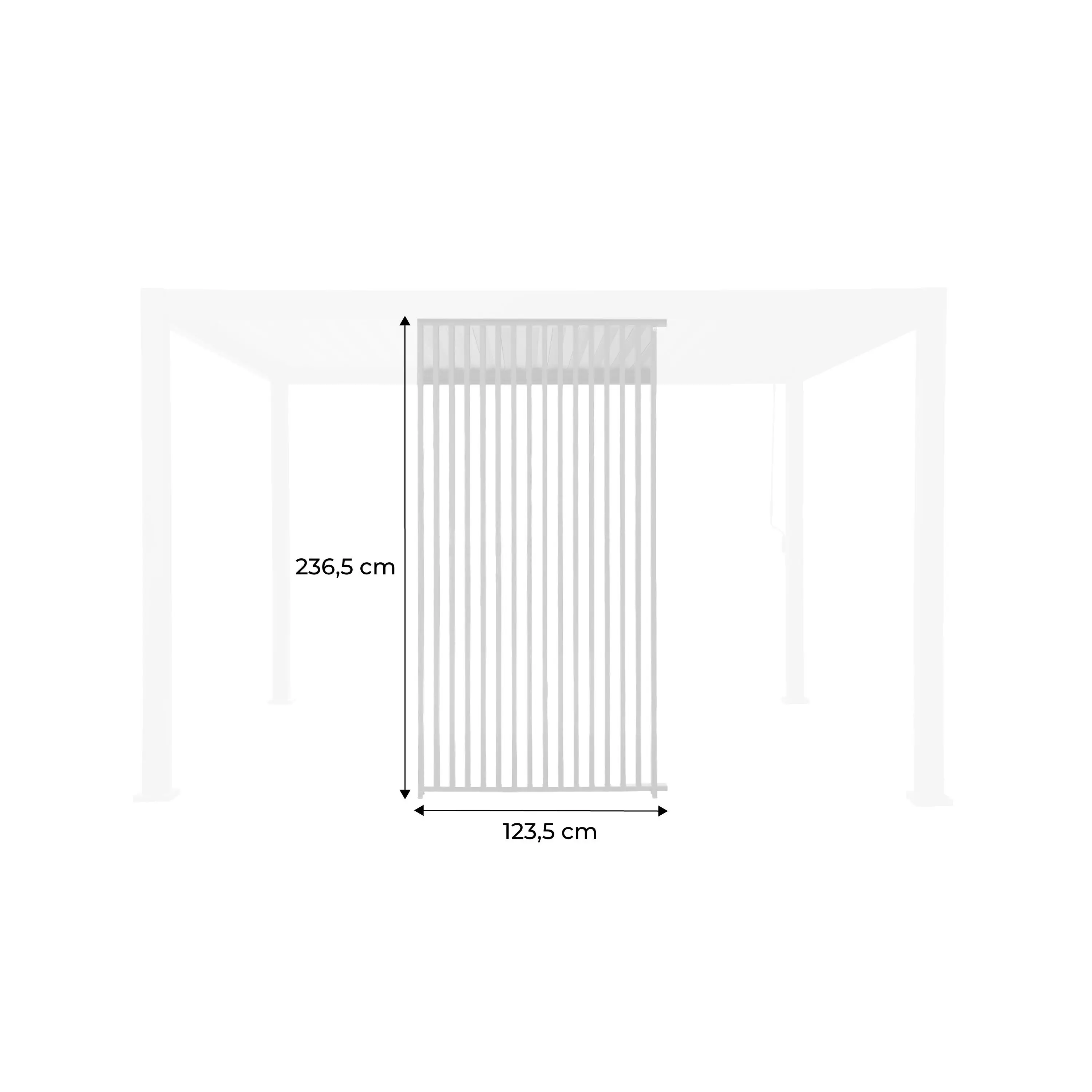 Persienne verticale 130cm pour pergola bioclimatique aluminium 4x3m Triomphe