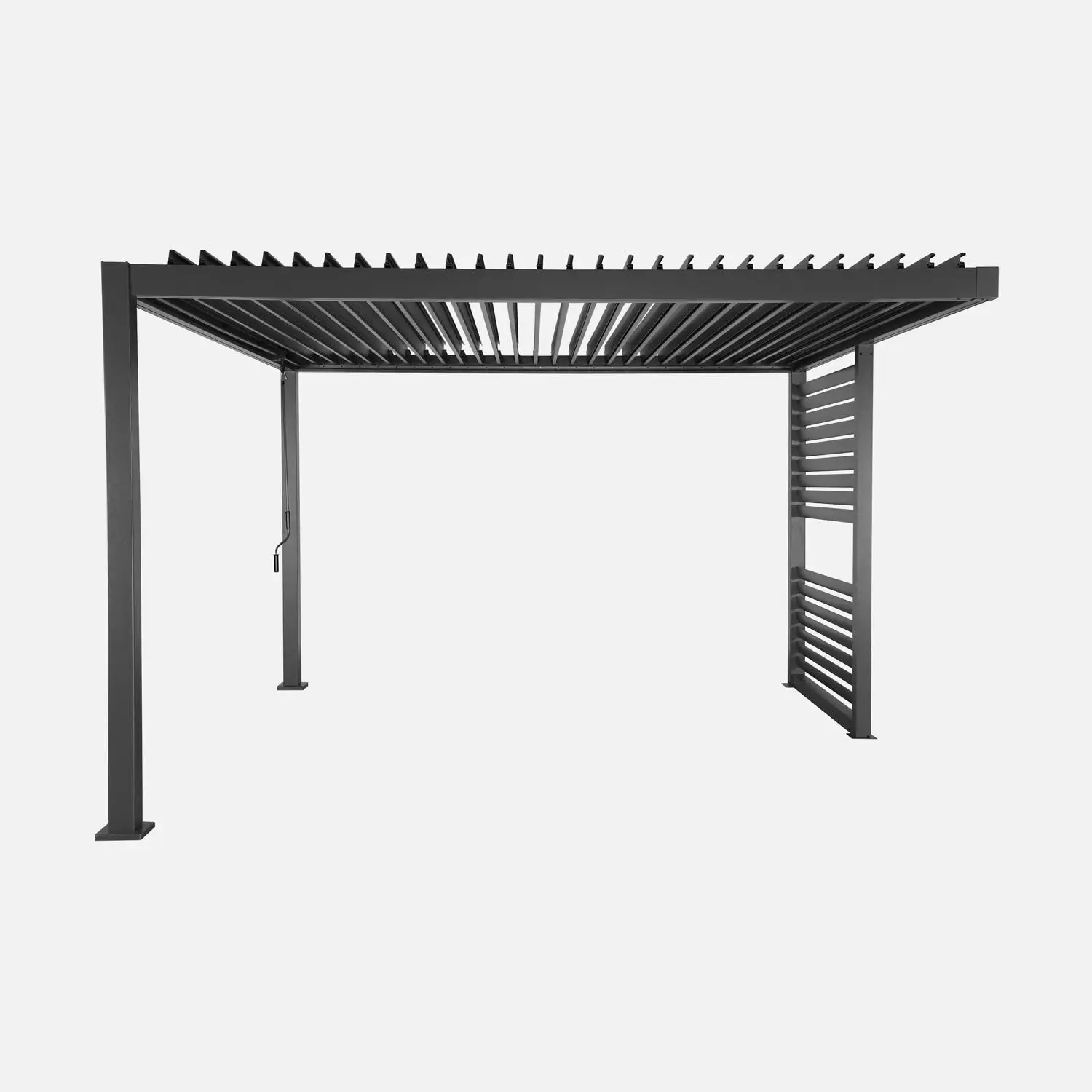 Pergola bioclimatique aluminium et acier lames orientables avec persienne intégrée 3,5x3,5m Palace