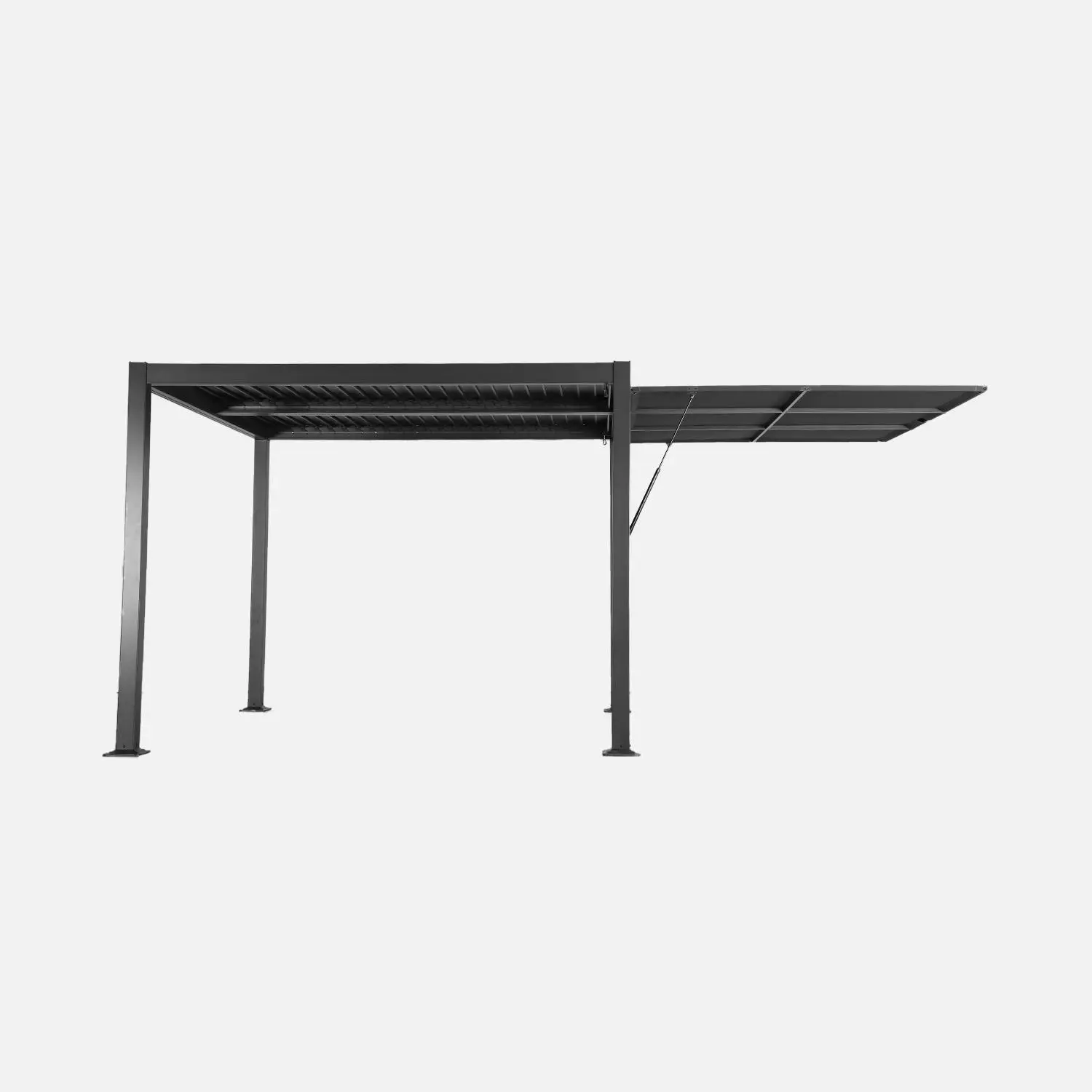 Pergola bioclimatique aluminium et acier 3x3m + auvent 3m Palace