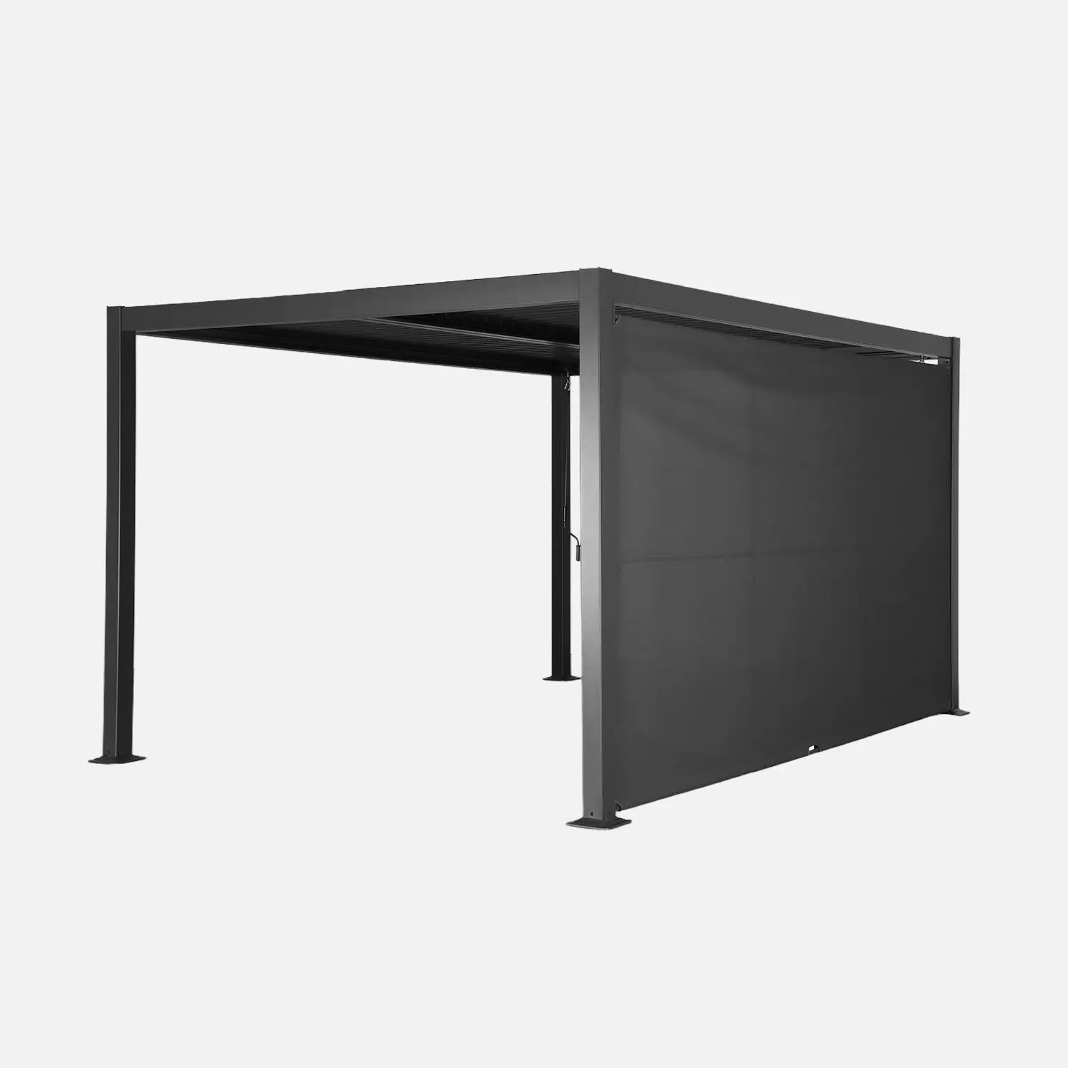 Pergola bioclimatique aluminium et acier 4x3m + auvent 4m Palace