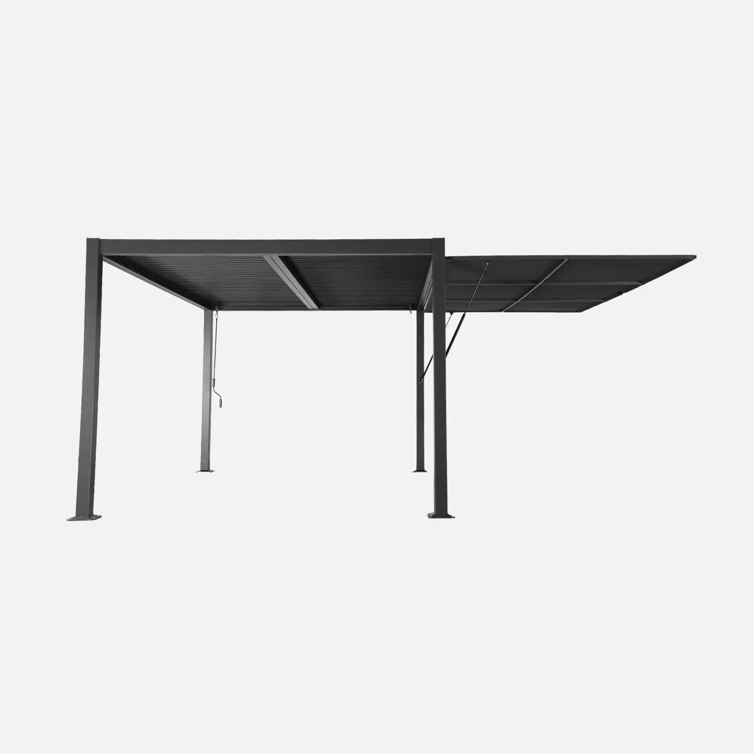 Pergola bioclimatique aluminium et acier 4x3m + auvent 4m Palace