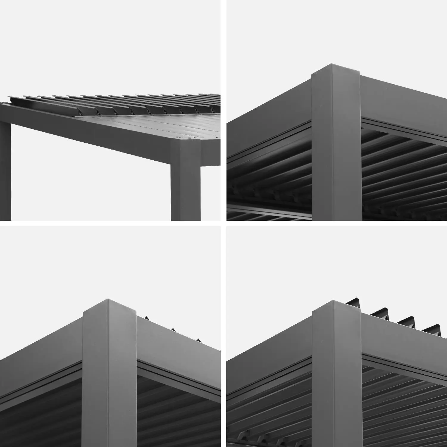 Pergola bioclimatique aluminium et acier 4x3m + 3 persiennes 130cm Palace
