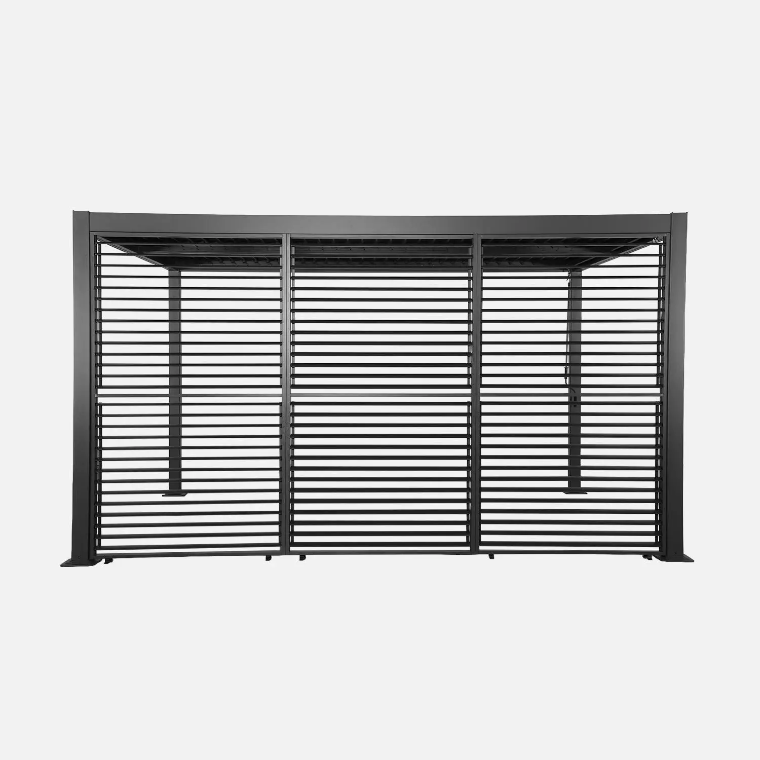 Pergola bioclimatique aluminium et acier 4x3m + 3 persiennes 130cm à lames orientables Palace