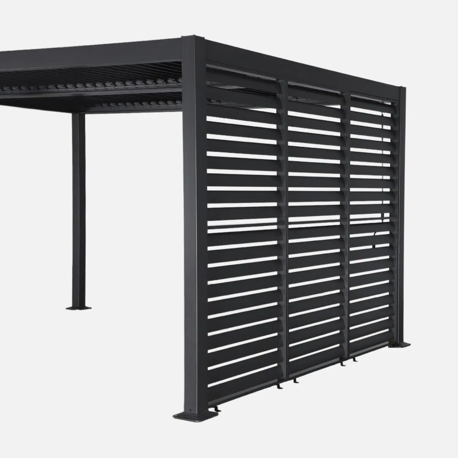 Pergola bioclimatique aluminium et acier 4x3m + 3 persiennes 100cm Palace