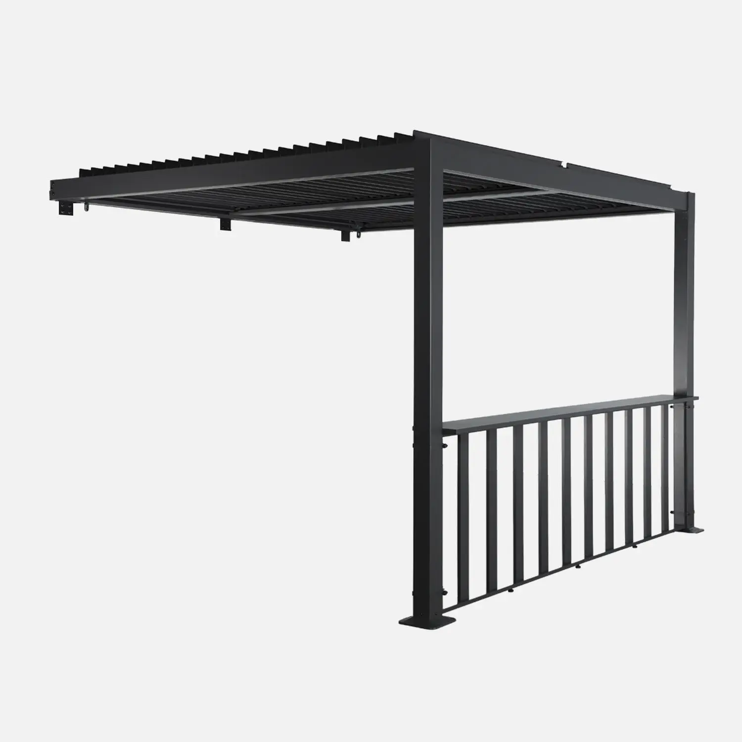 Pergola bioclimatique aluminium adossée 3x3m + 1 bar 3m Palace
