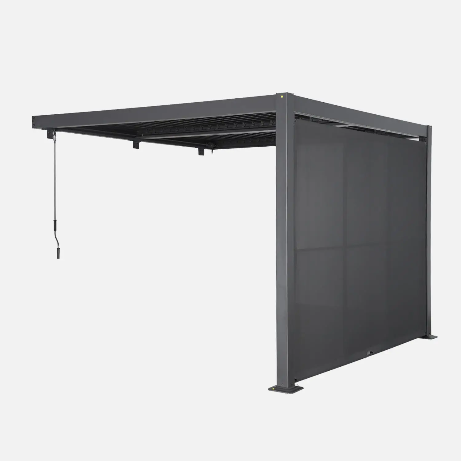Pergola bioclimatique aluminium adossée 3x3m + auvent 3m Palace