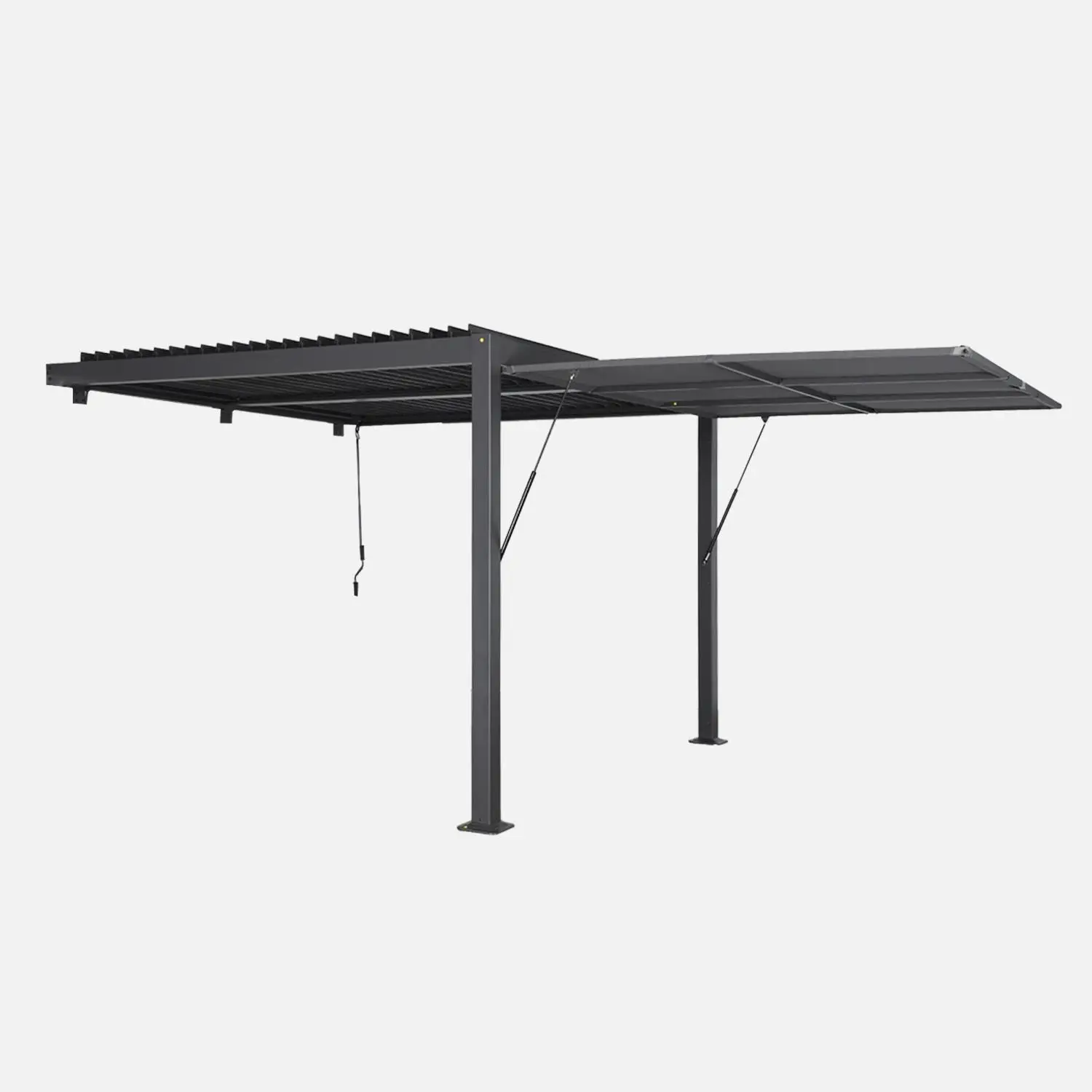 Pergola bioclimatique aluminium adossée 3x3m + auvent 3m Palace