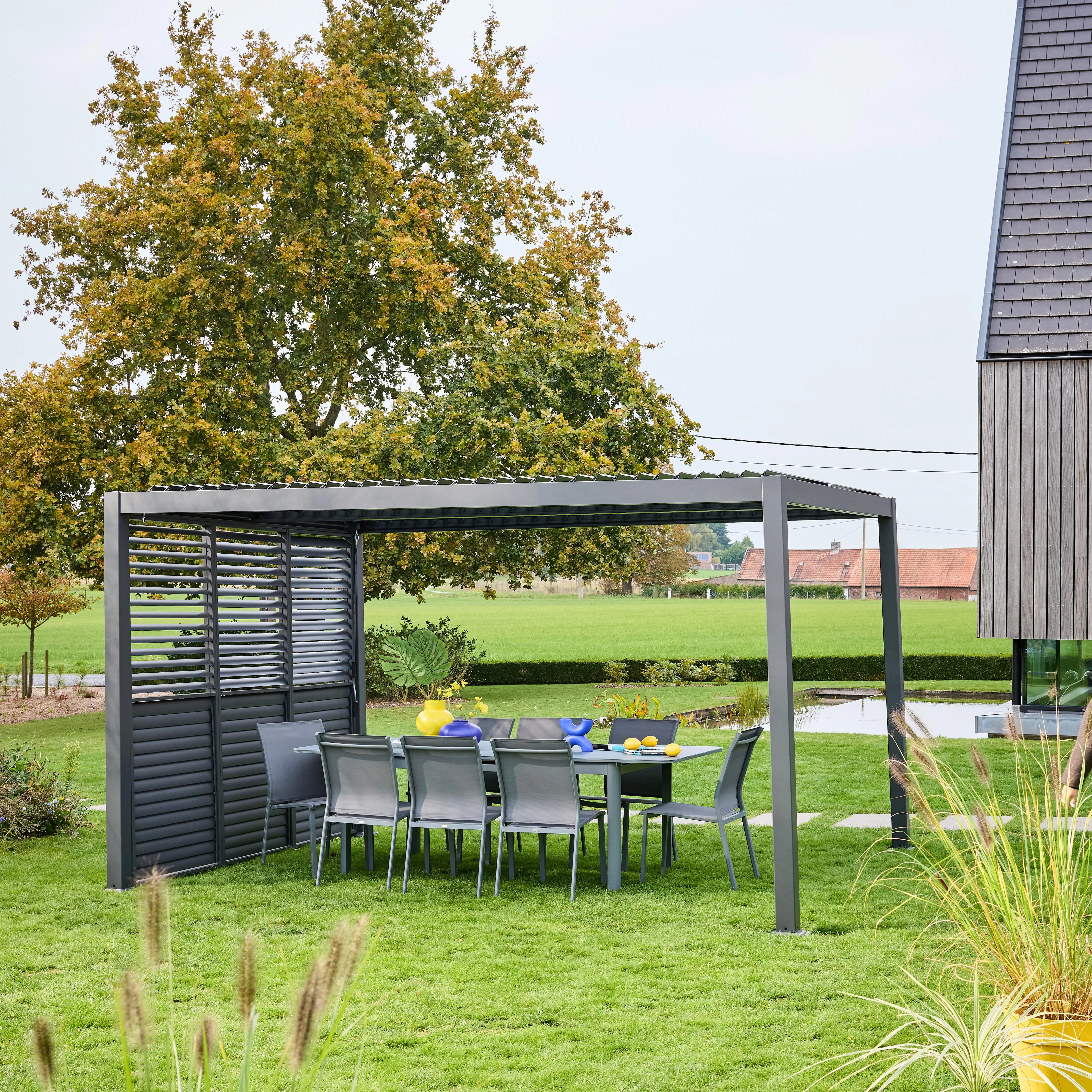 Persienne à lames orientables 100cm pour pergola bioclimatique aluminium Palace