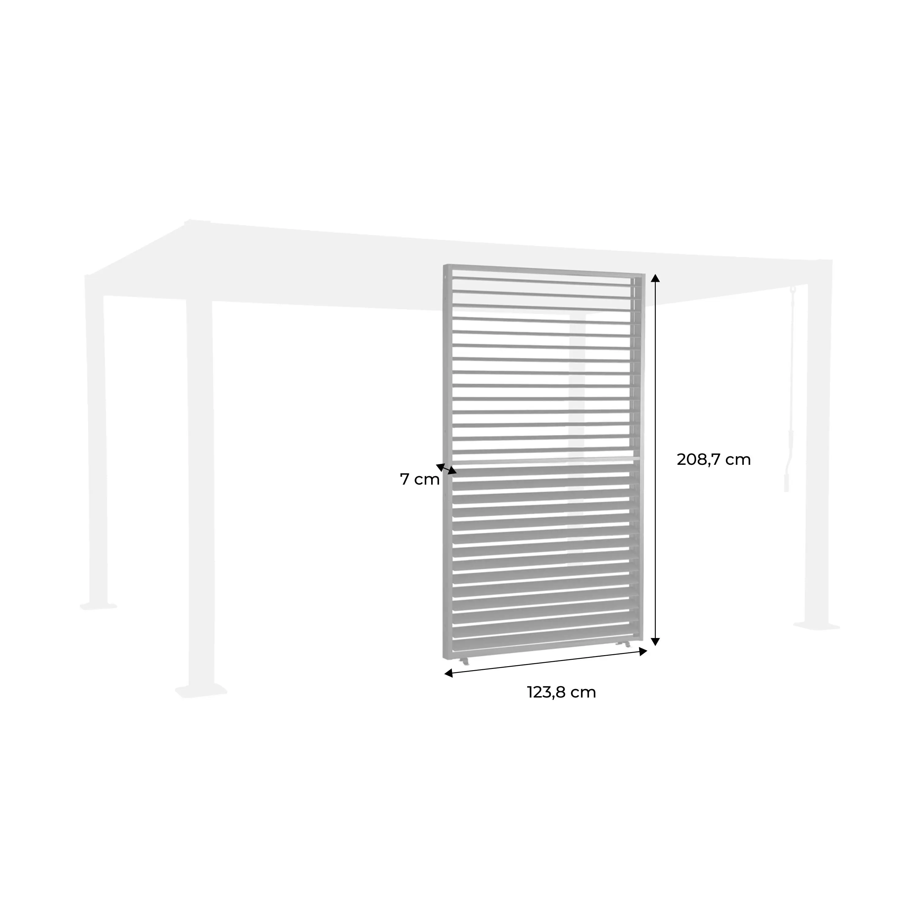 Persienne à lames orientables 130cm pour pergola bioclimatique aluminium Palace