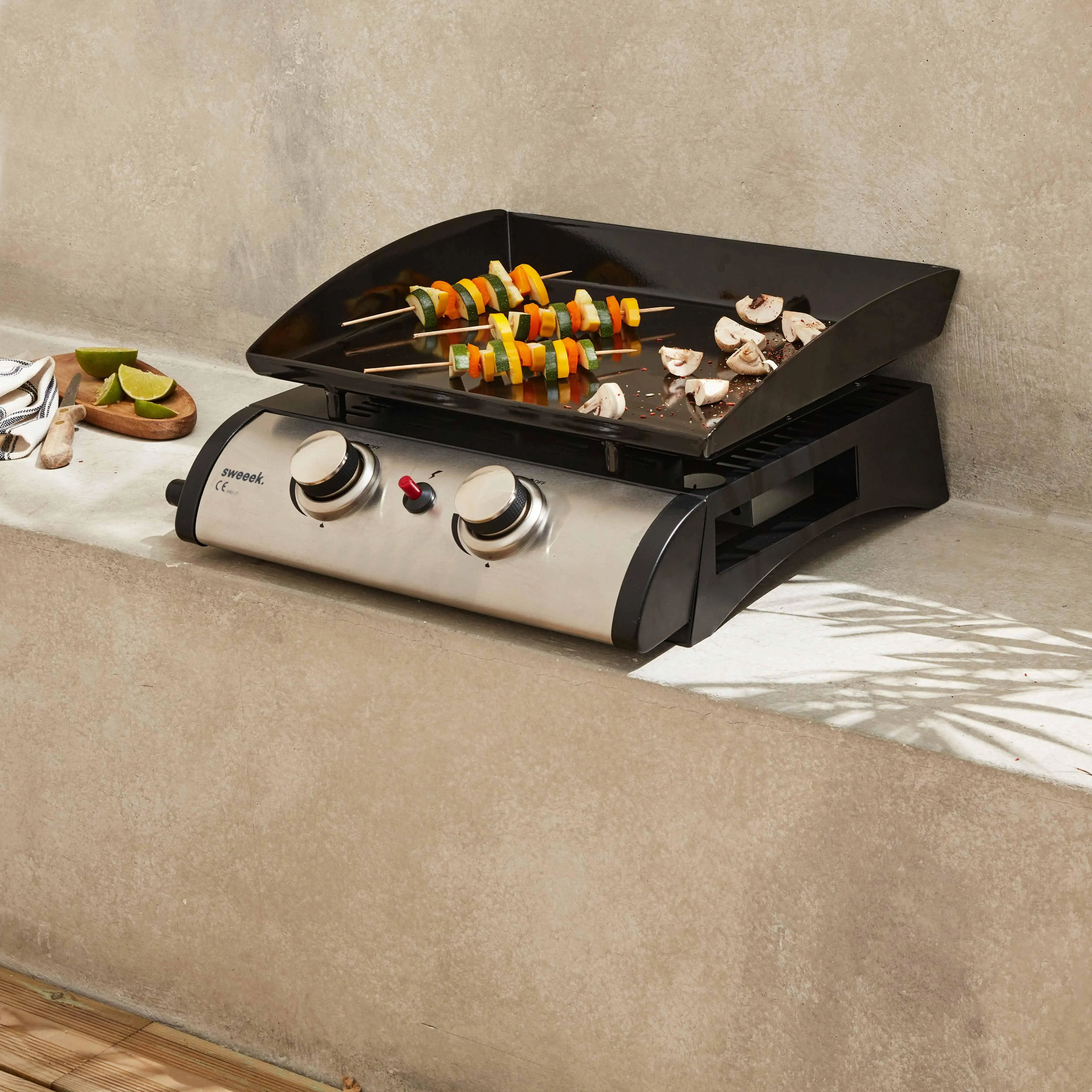 Plancha gaz 2 brûleurs inox 5kW