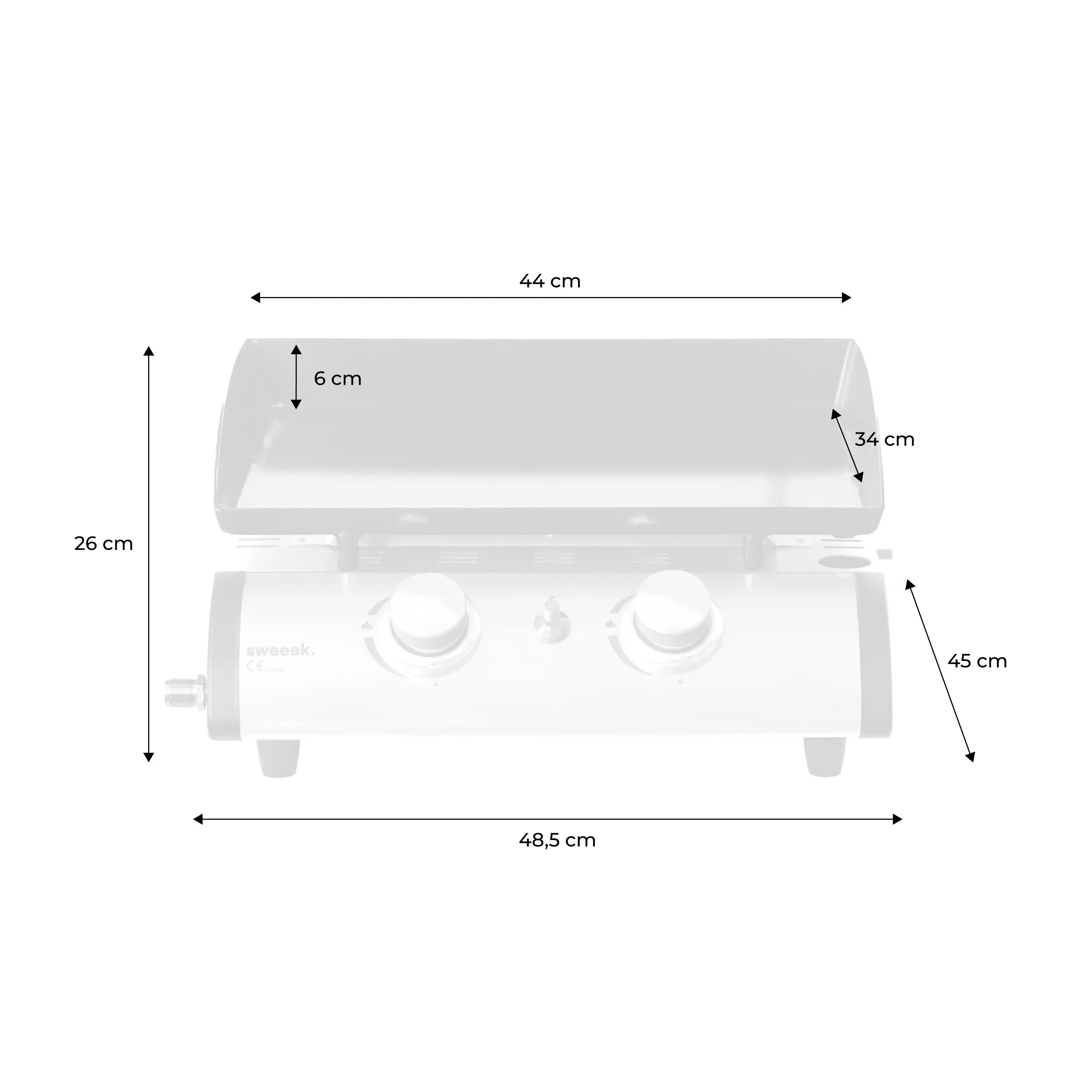 Plancha gaz 2 brûleurs inox 5kW