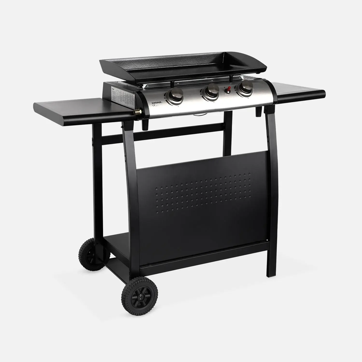Plancha gaz 3 brûleurs inox 7,5kW avec chariot