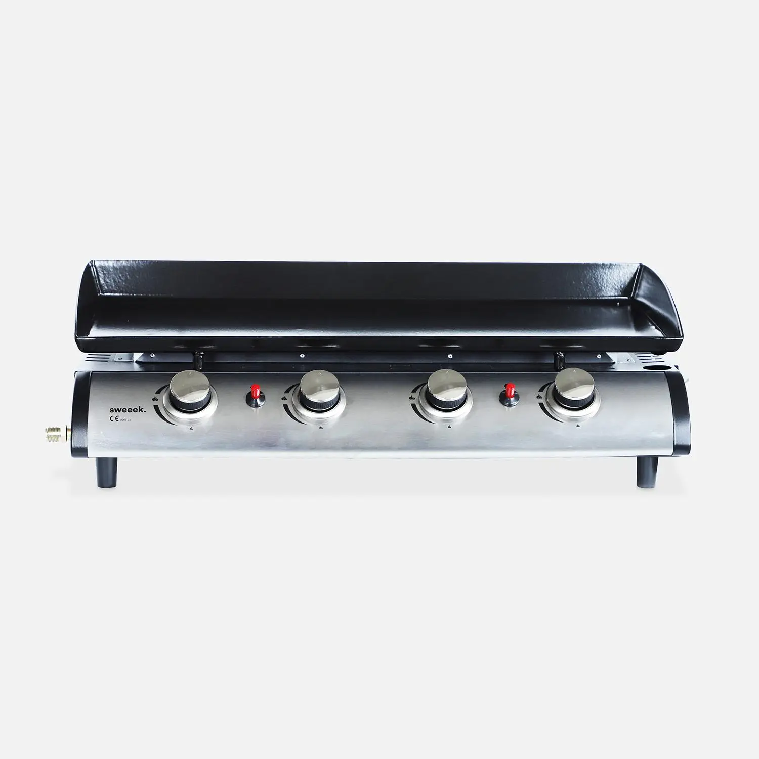 Plancha gaz 4 brûleurs inox 10kW avec chariot et ustensiles