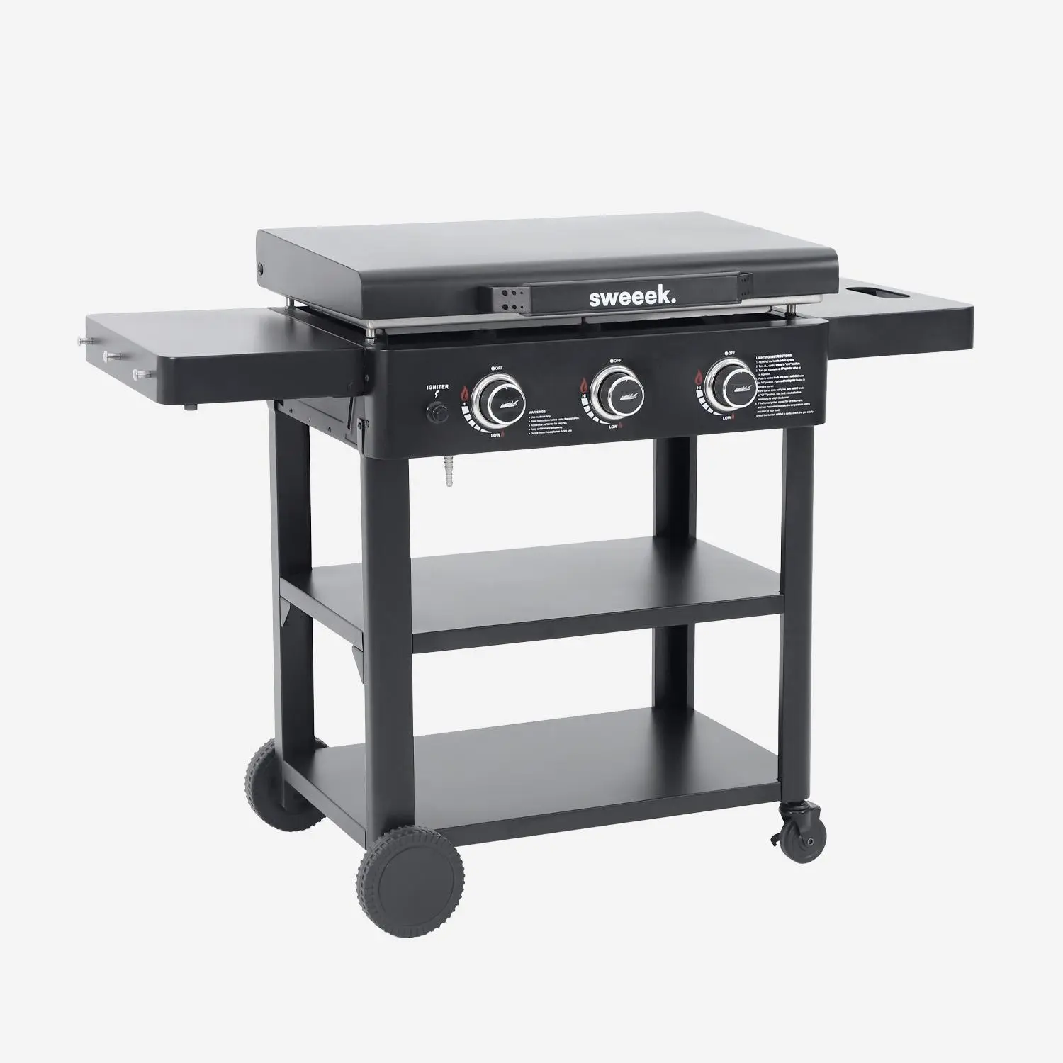 Plancha gaz 3 brûleurs acier inoxydable 12kW avec chariot