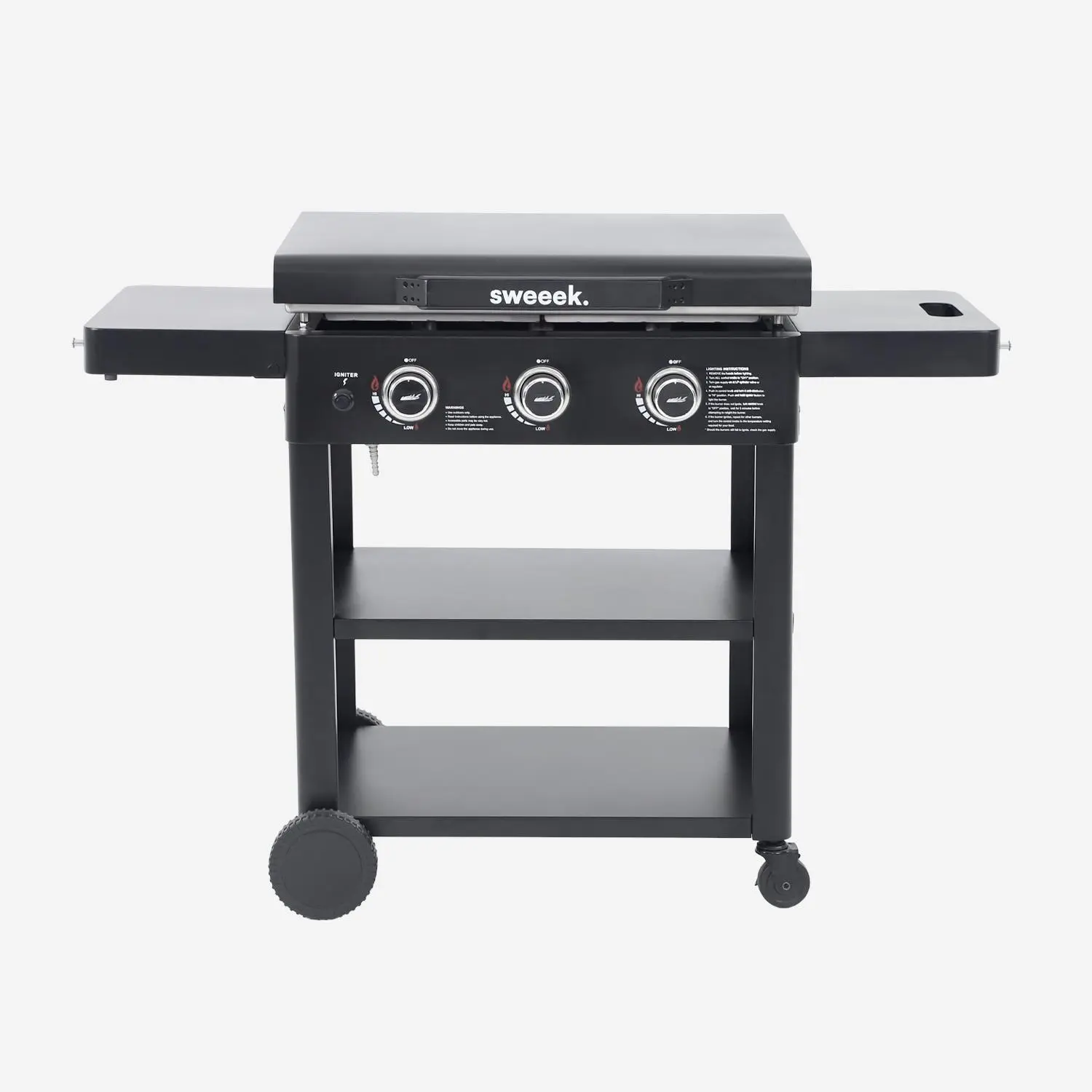 Plancha gaz 3 brûleurs acier inoxydable 12kW avec chariot