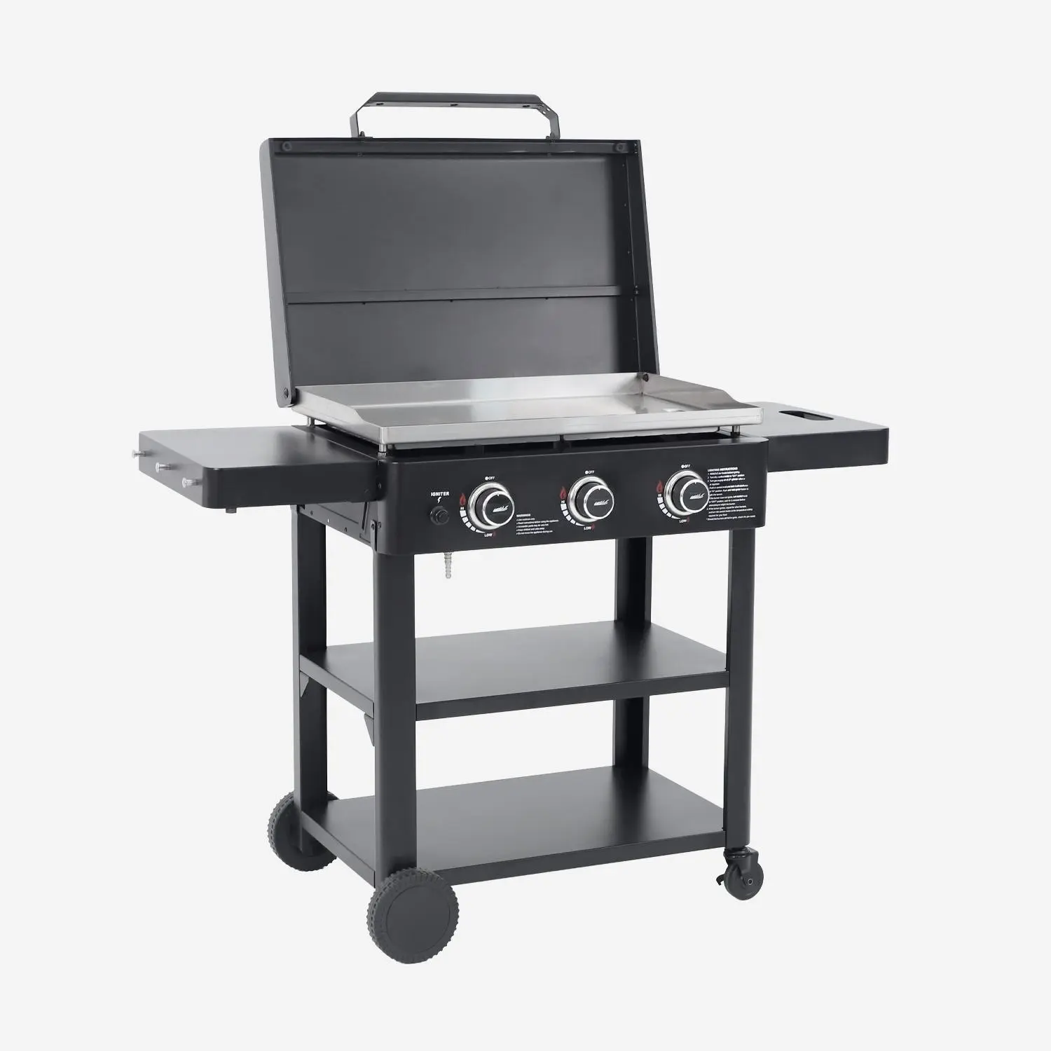 Plancha gaz 3 brûleurs acier inoxydable 12kW avec chariot