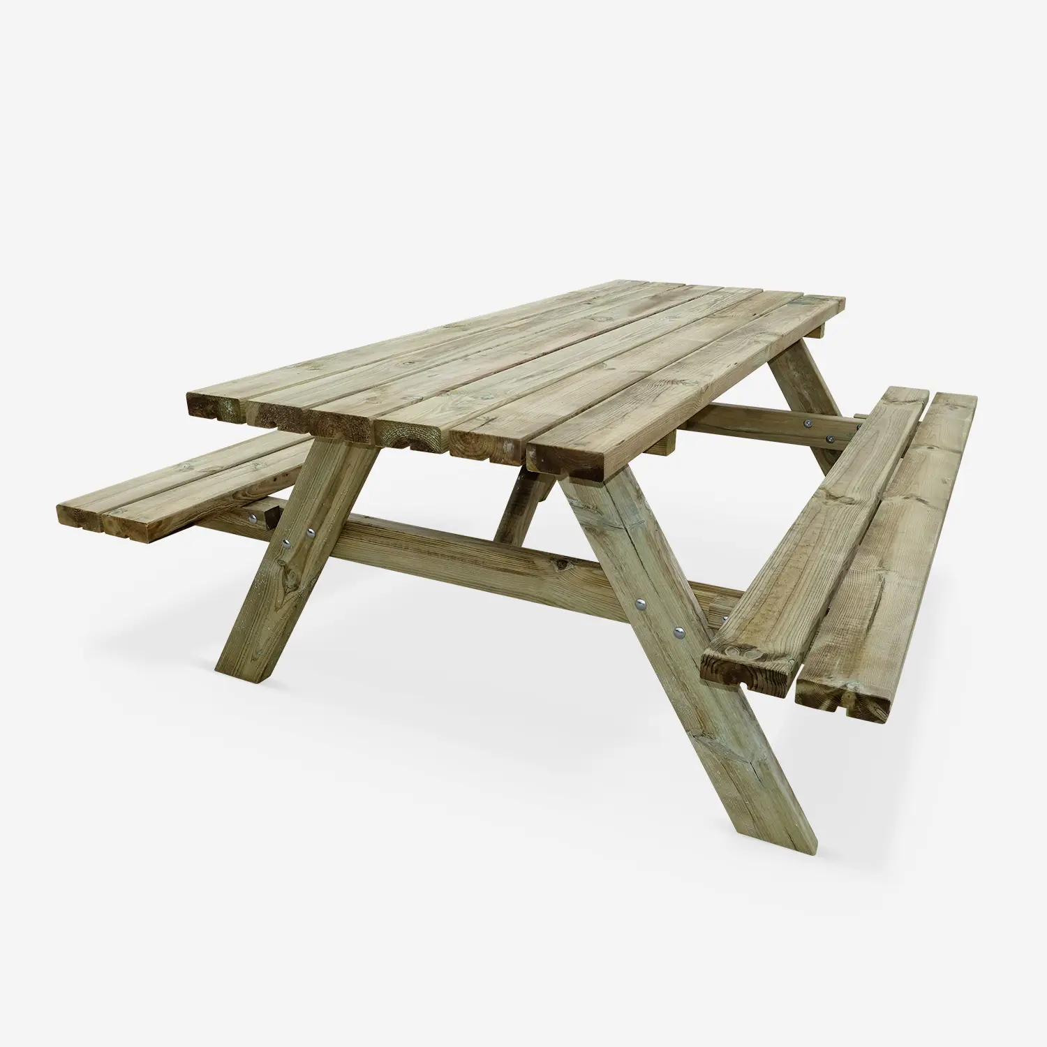 Table de pique nique bois de pin + 2 bancs