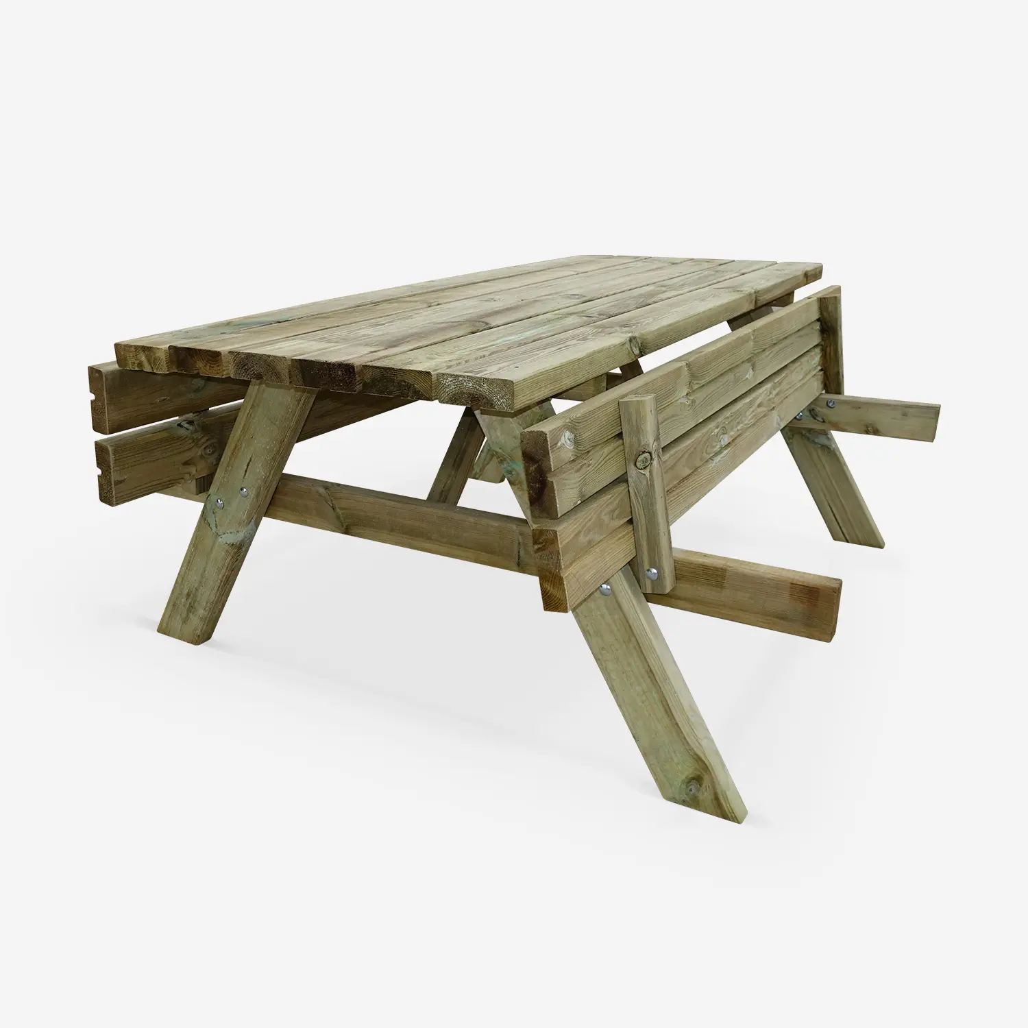 Table de pique nique bois de pin + 2 bancs