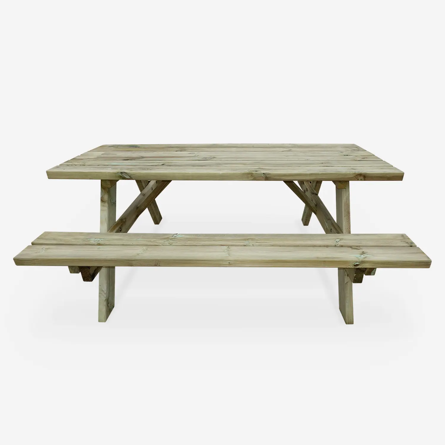 Table de pique-nique bois de pin + 2 bancs (lot de 4)