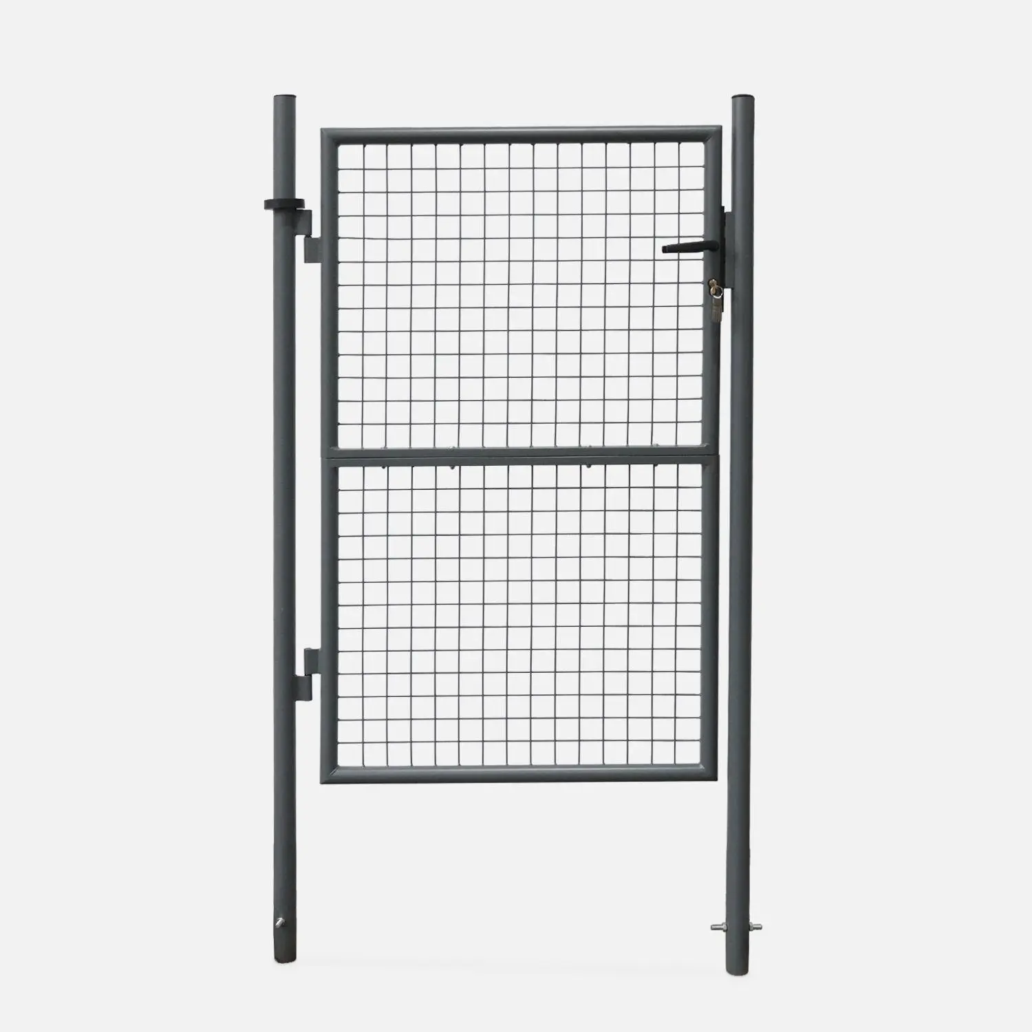 Portillon battant de jardin grillagé métal avec serrure et poignée