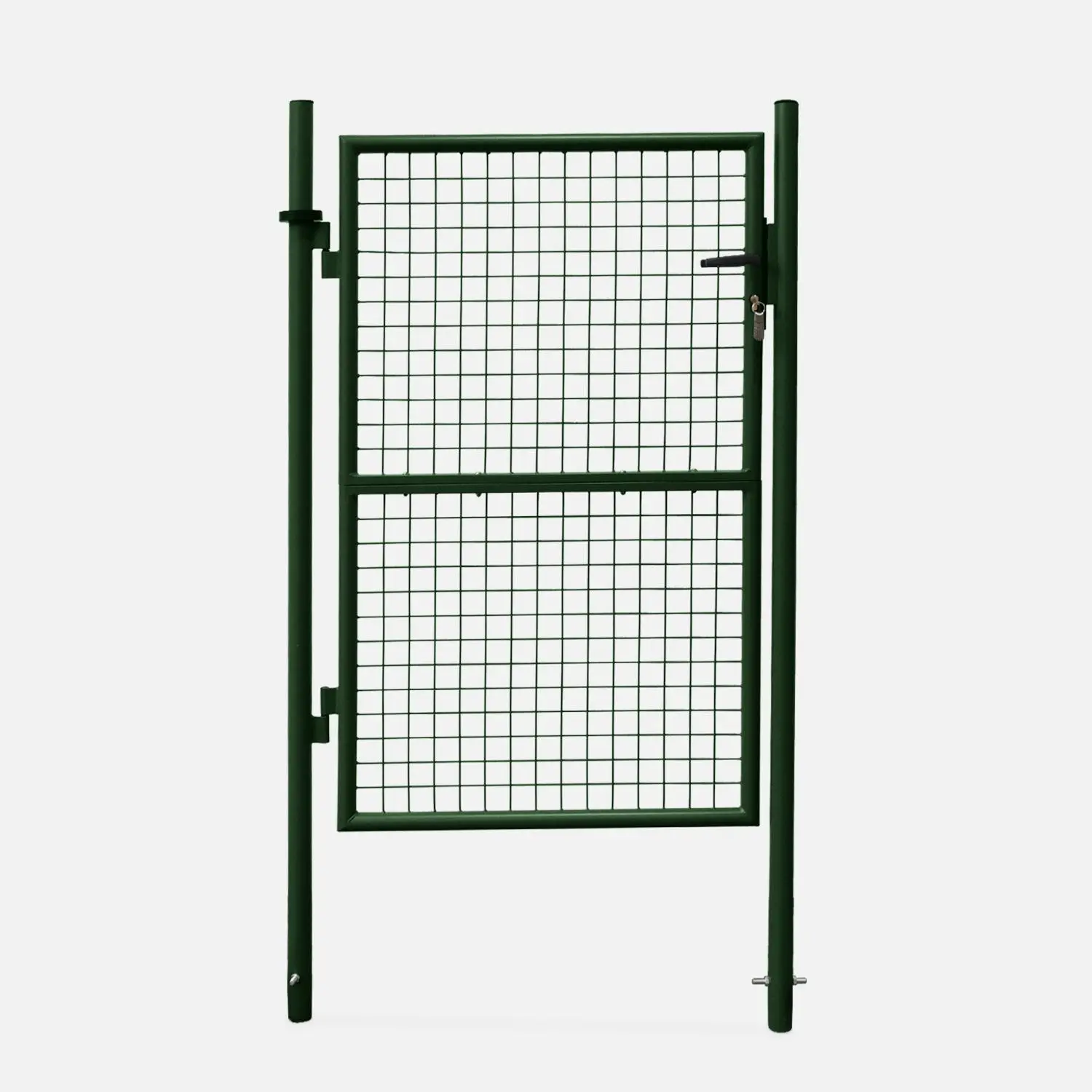 Portillon battant de jardin grillagé métal avec serrure et poignée