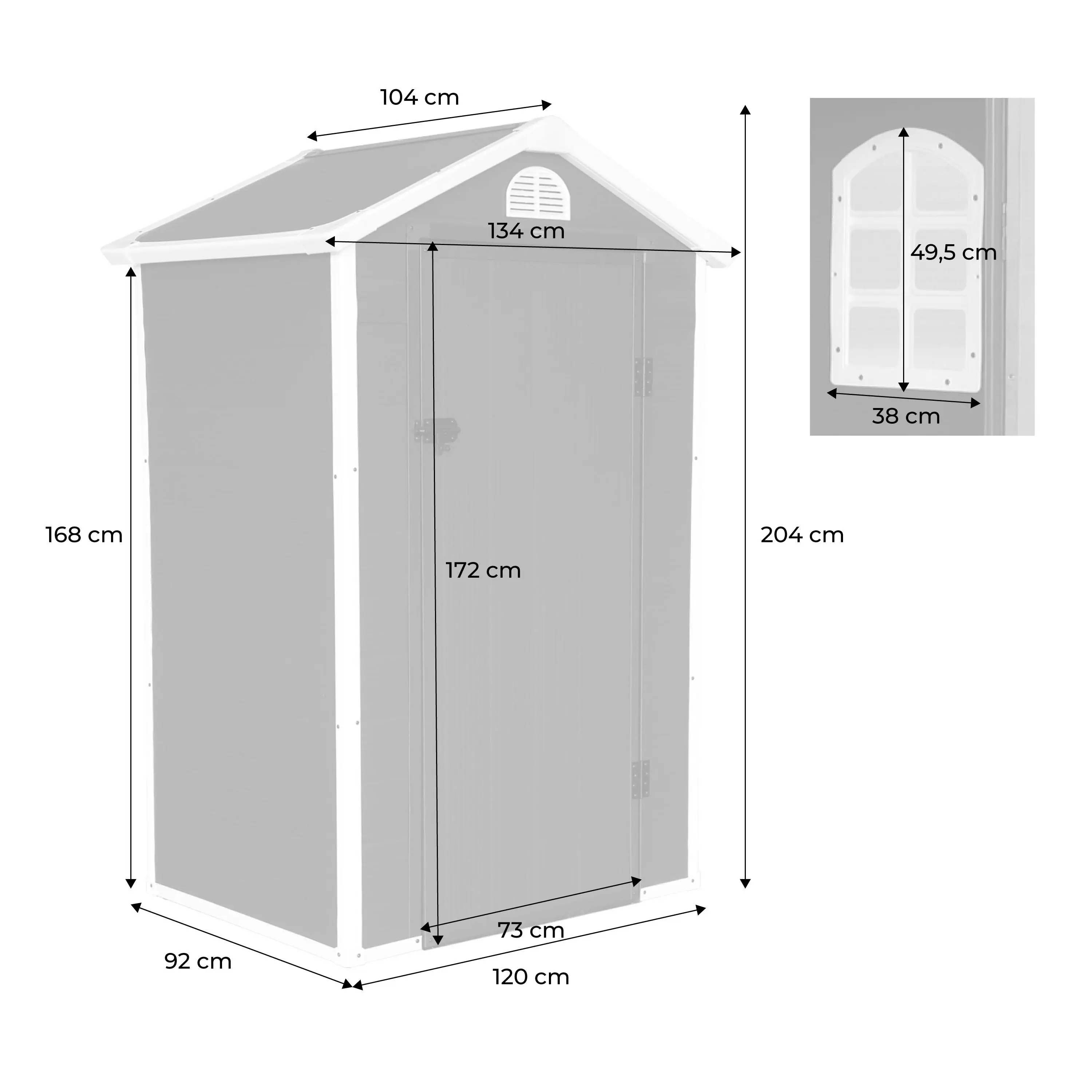 Abri de jardin en plastique, structure en aluminium 1,39m²