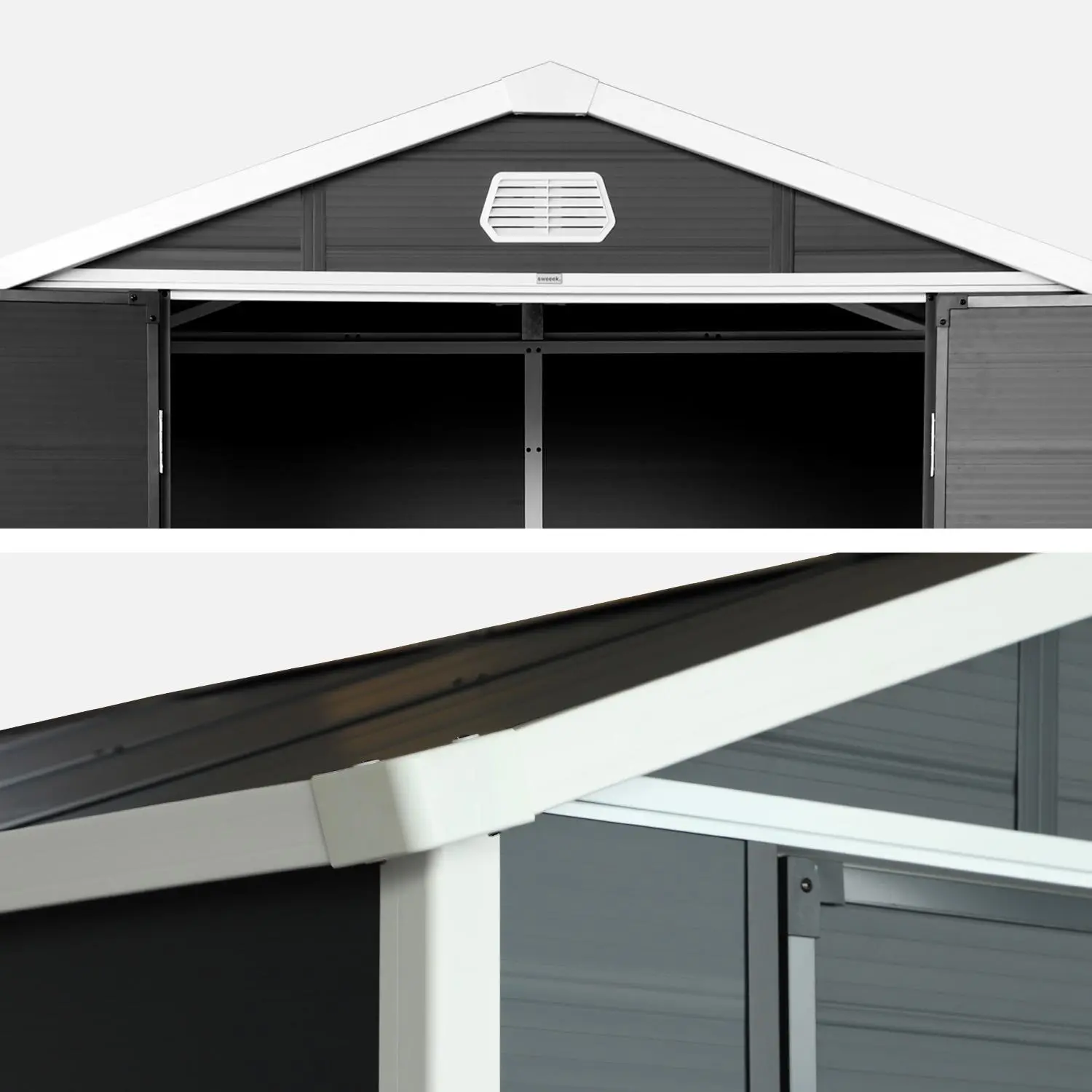 Abri de jardin en plastique, structure en aluminium 3,65m²