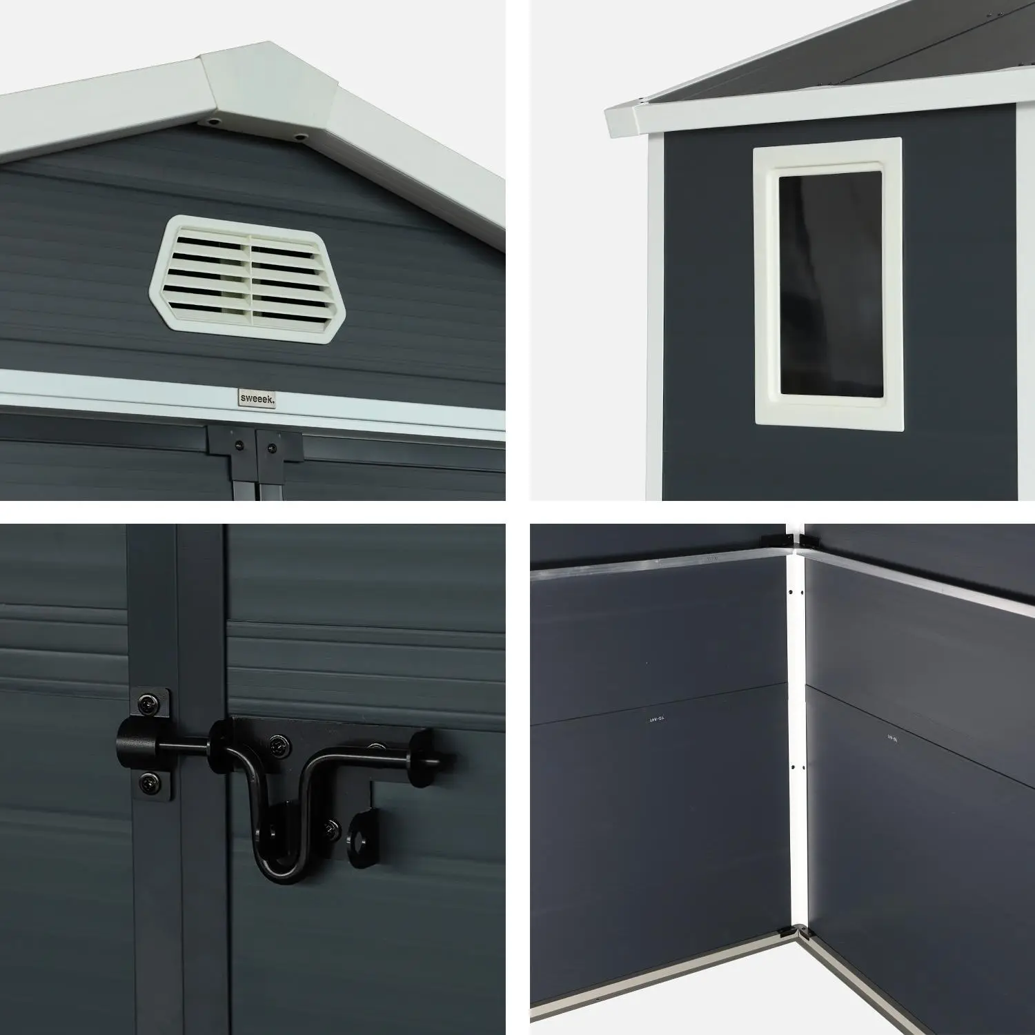 Abri de jardin en plastique, structure en aluminium 3,65m²