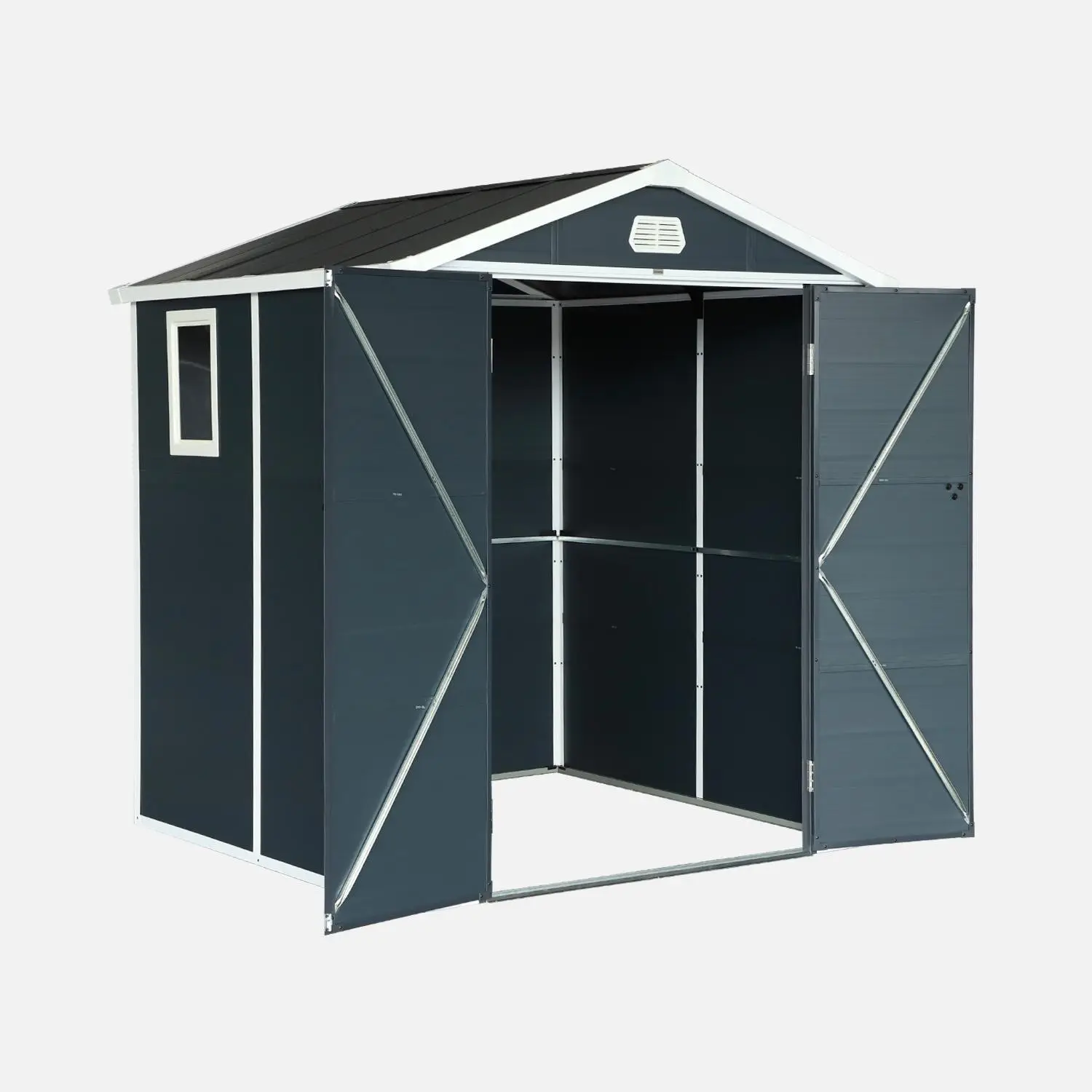 Abri de jardin en plastique, structure en aluminium 3,65m²