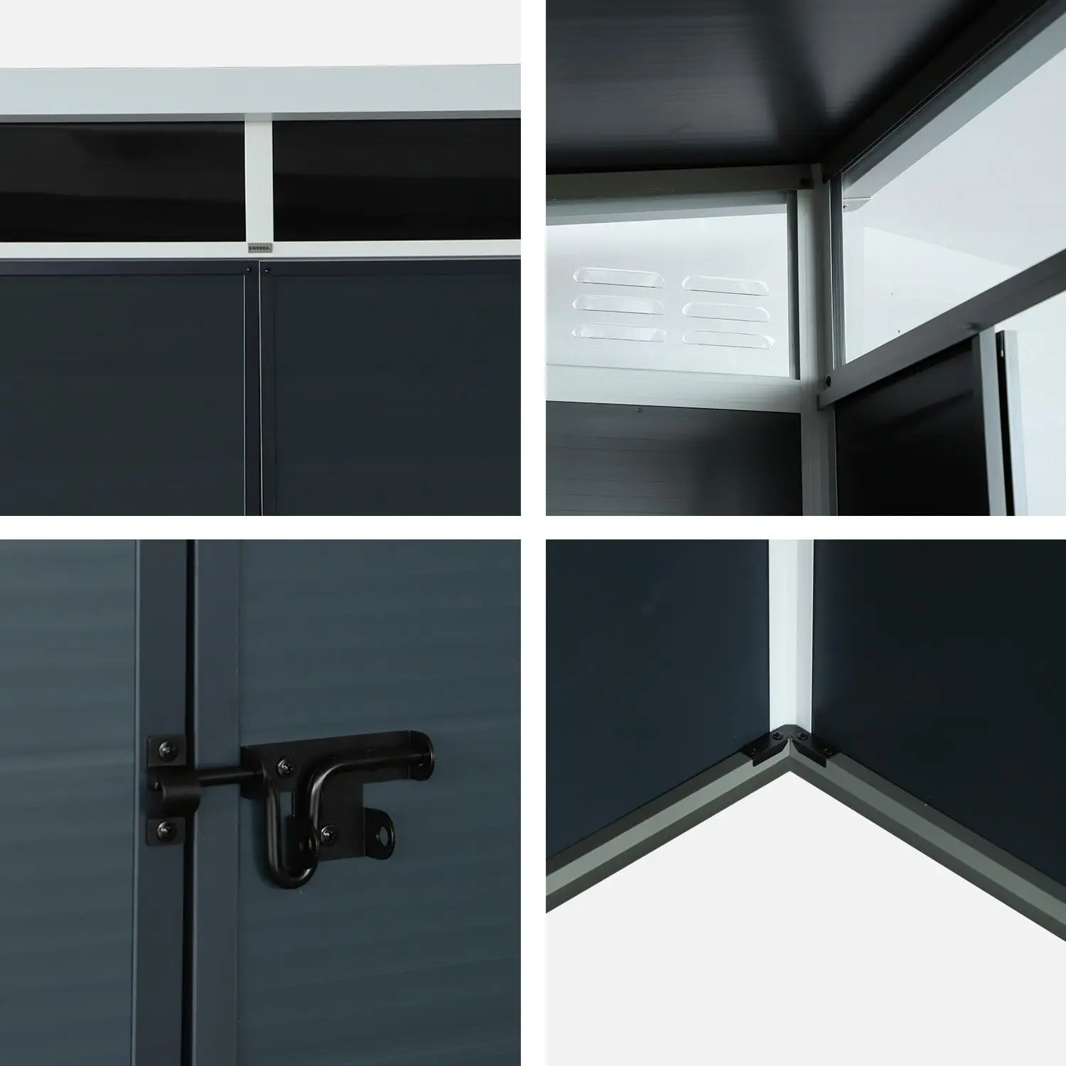 Abri de jardin en plastique, structure en aluminium 4,55m²