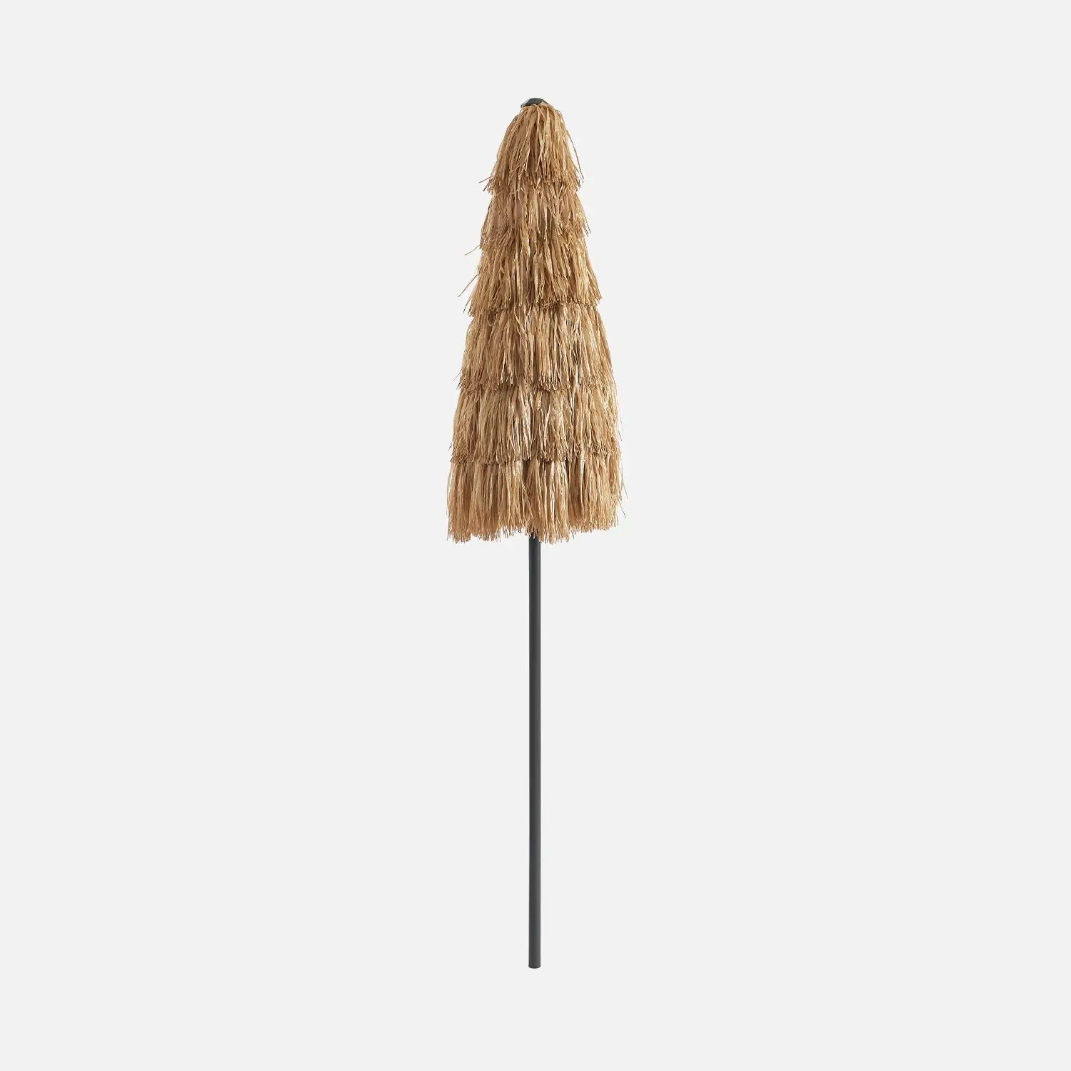 Parasol paille droit acier imitation bois, exotique