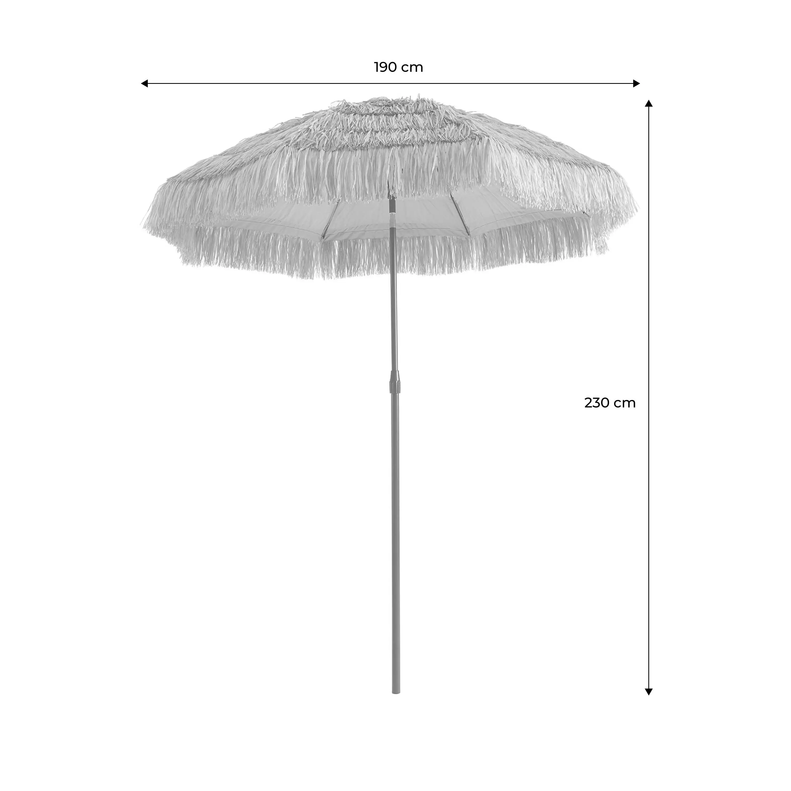 Parasol paille droit acier imitation bois, exotique