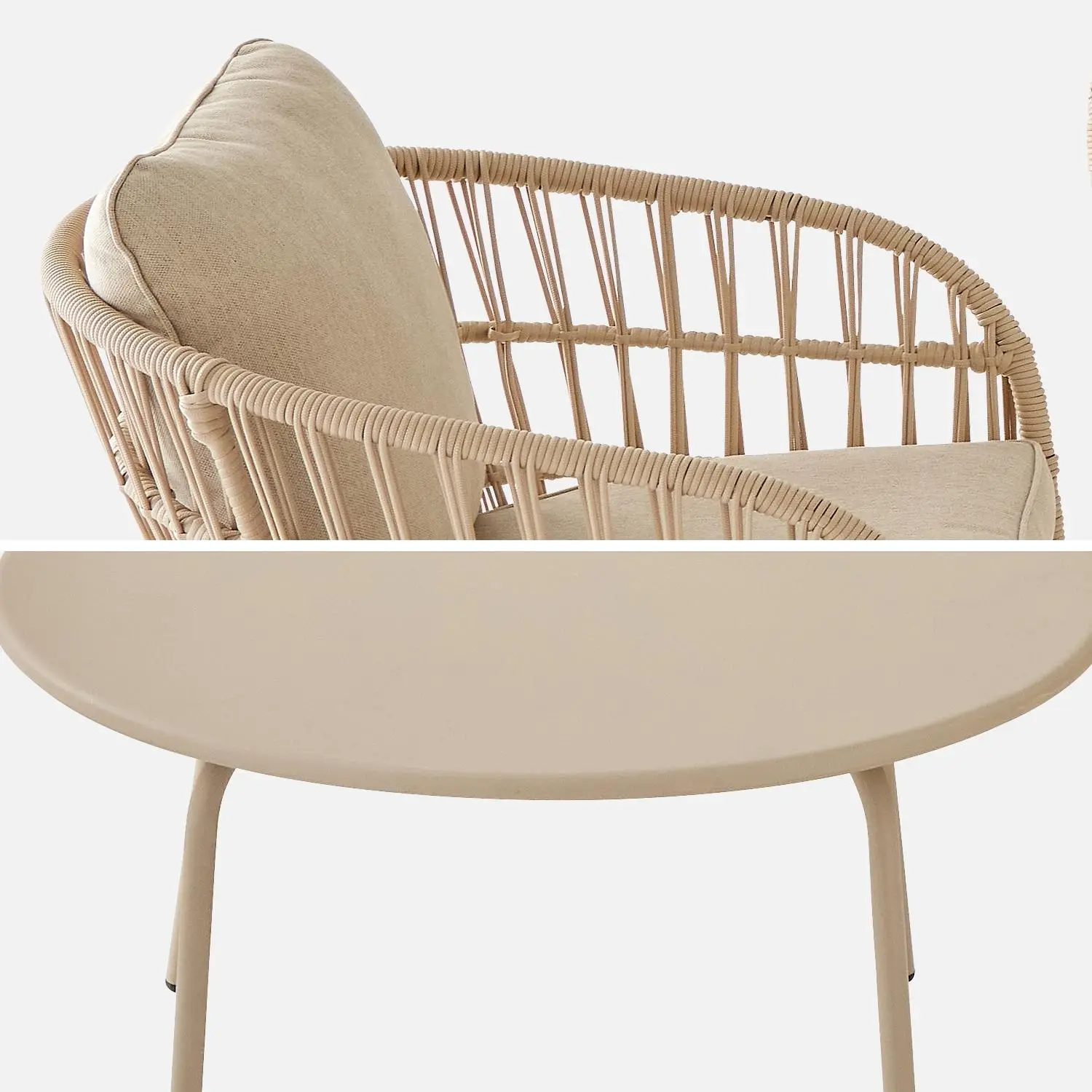 Salon de jardin acier et cordes 4 places
