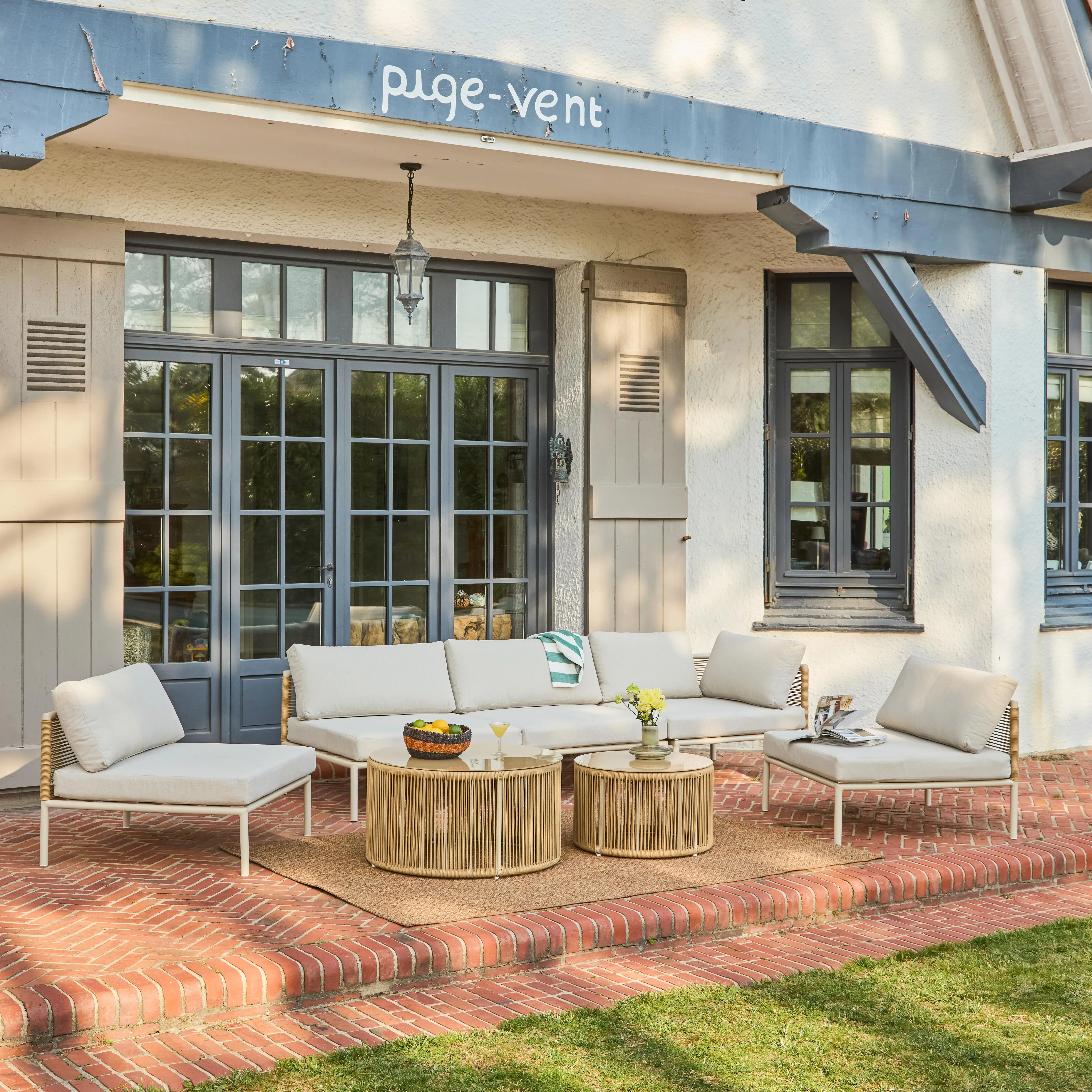 Salon de jardin modulable aluminium et cordes 5 places