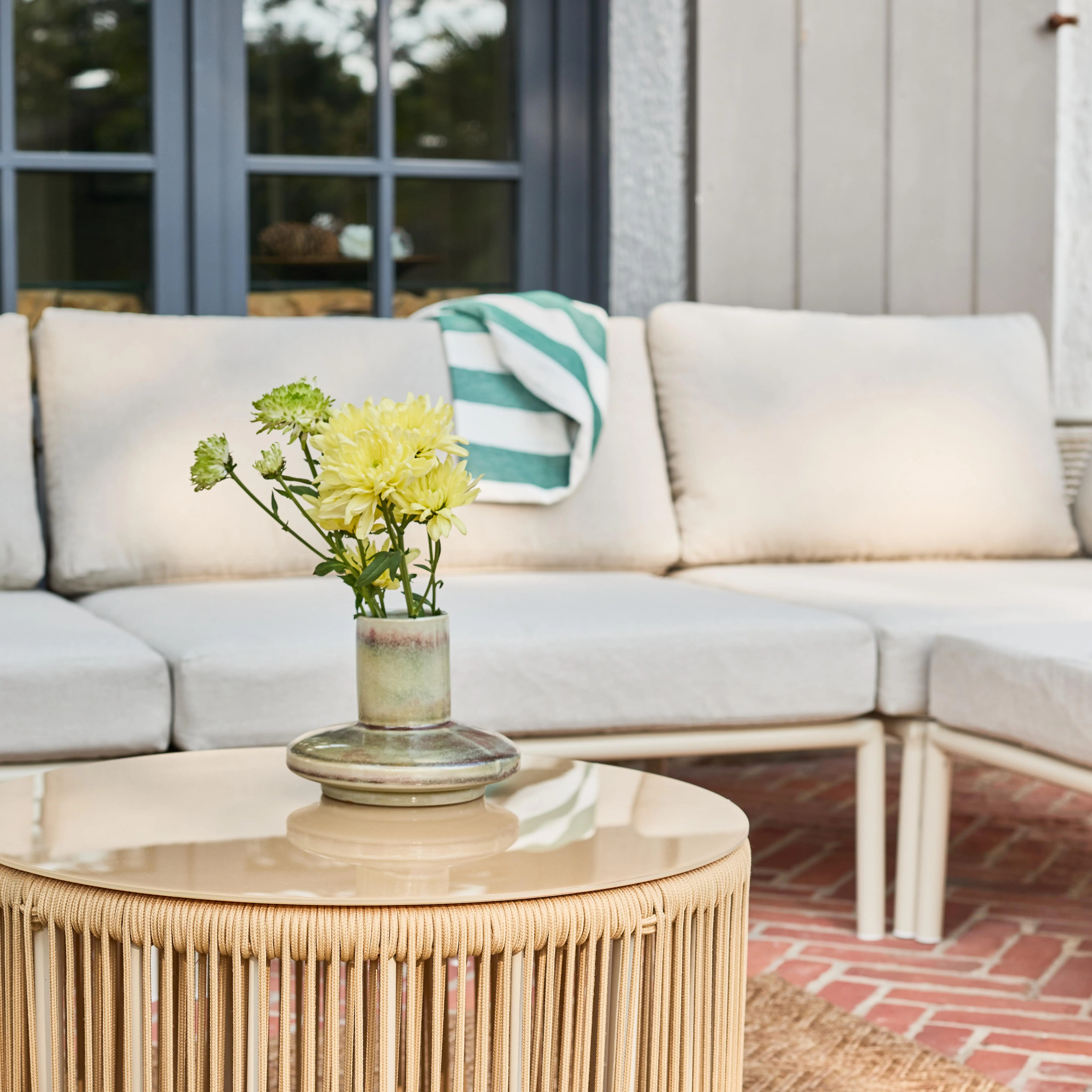 Salon de jardin modulable aluminium et cordes 5 places