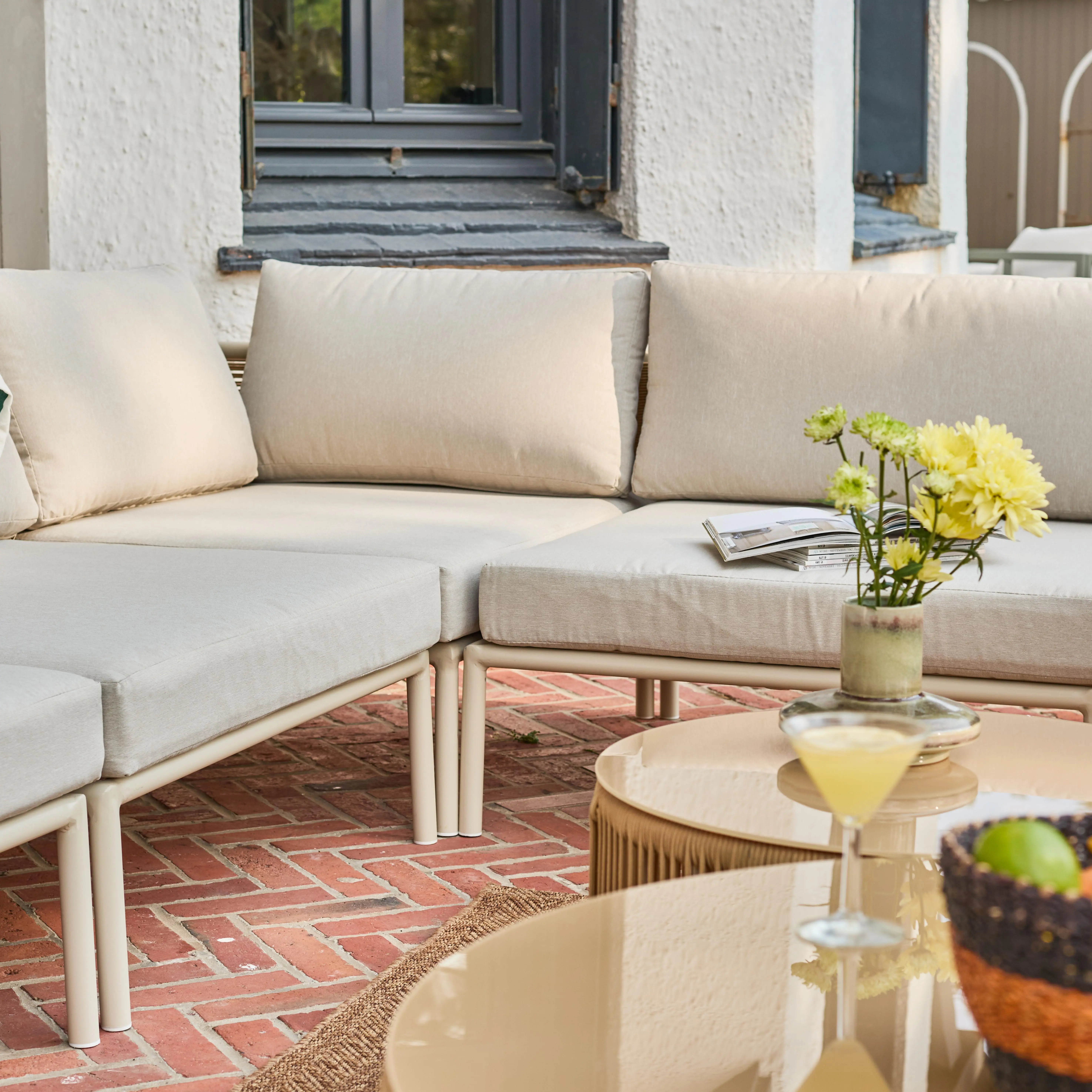 Salon de jardin modulable aluminium et cordes 5 places