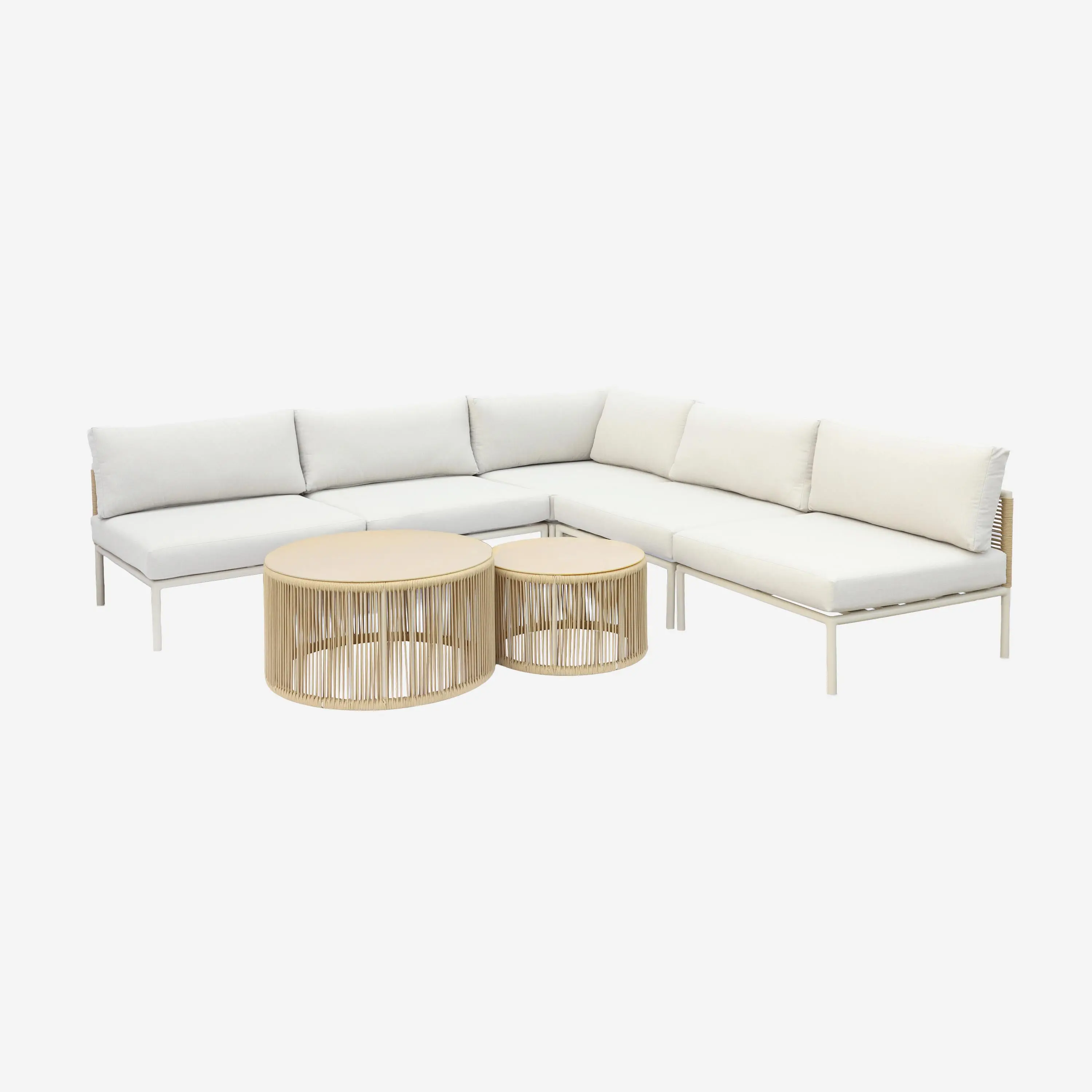 Salon de jardin modulable aluminium et cordes 5 places