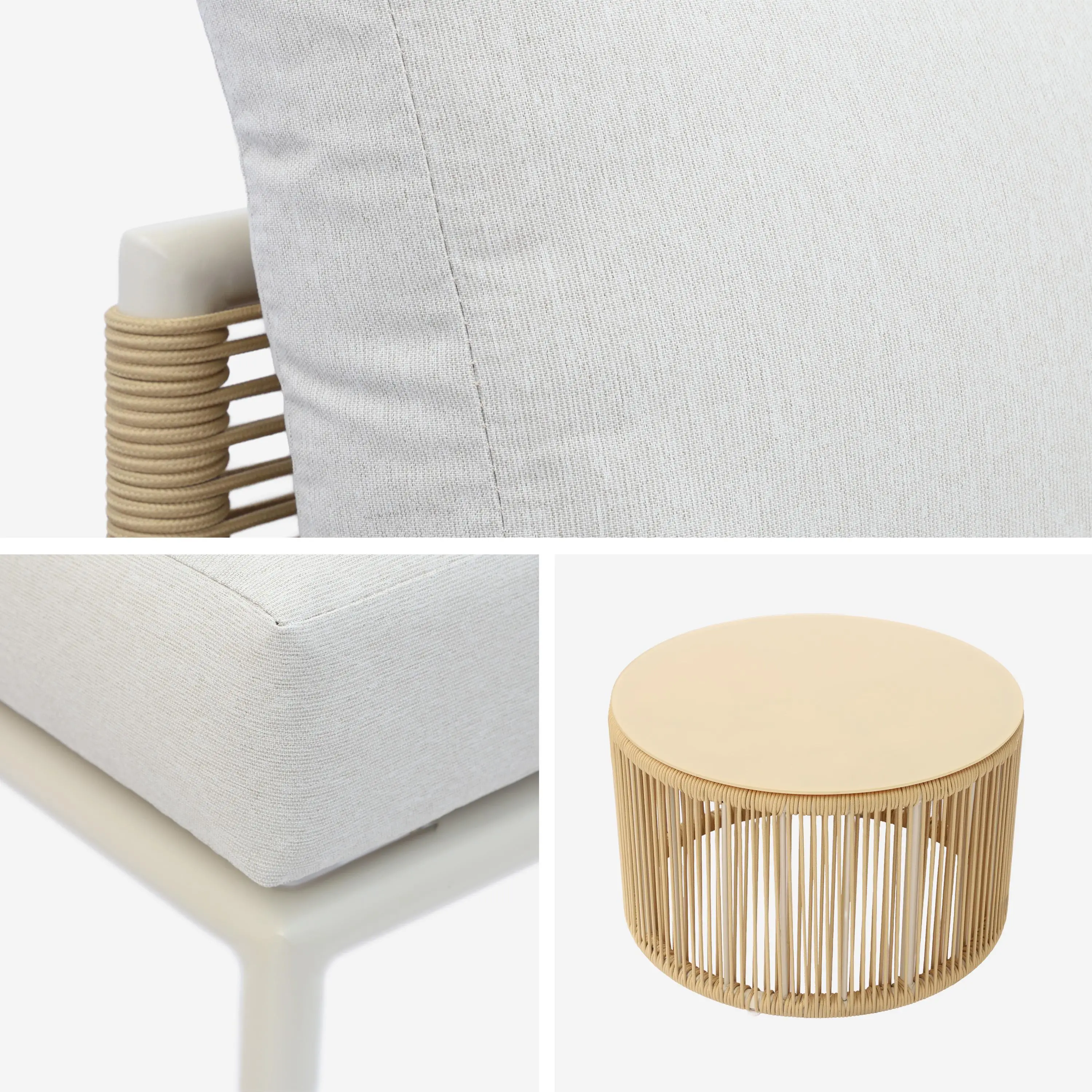 Salon de jardin modulable aluminium et cordes 5 places