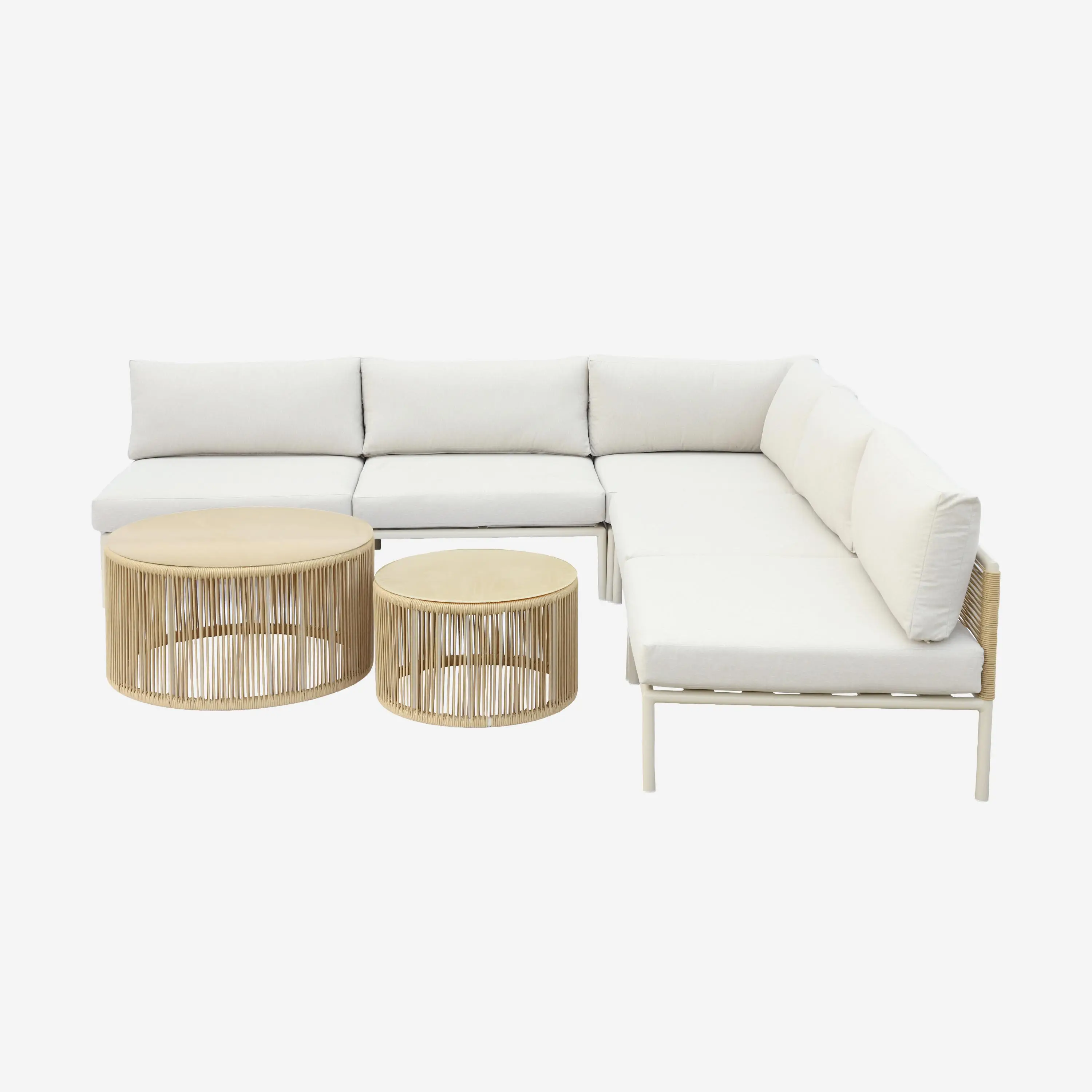 Salon de jardin modulable aluminium et cordes 5 places