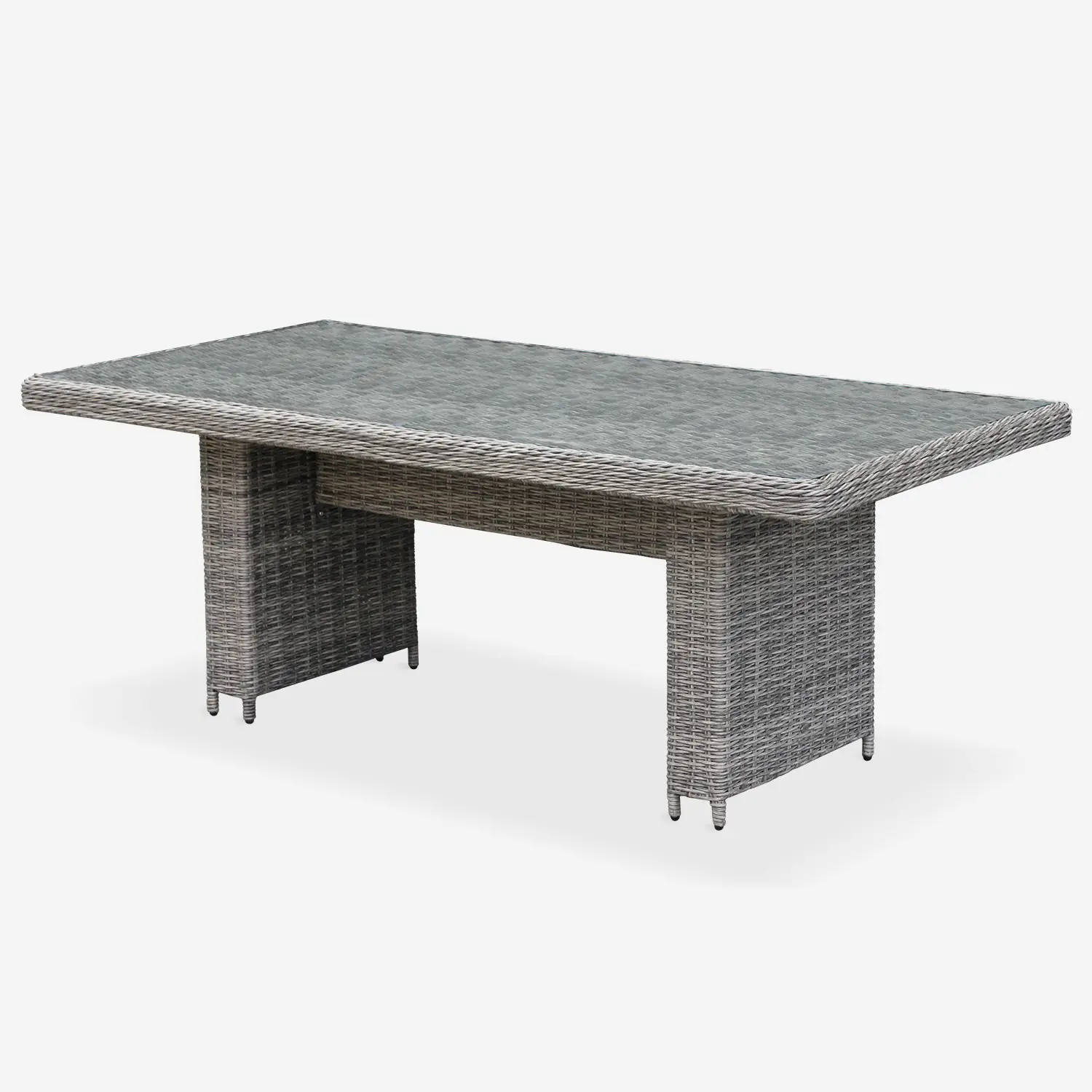 Table de jardin résine arrondie + 6 assises