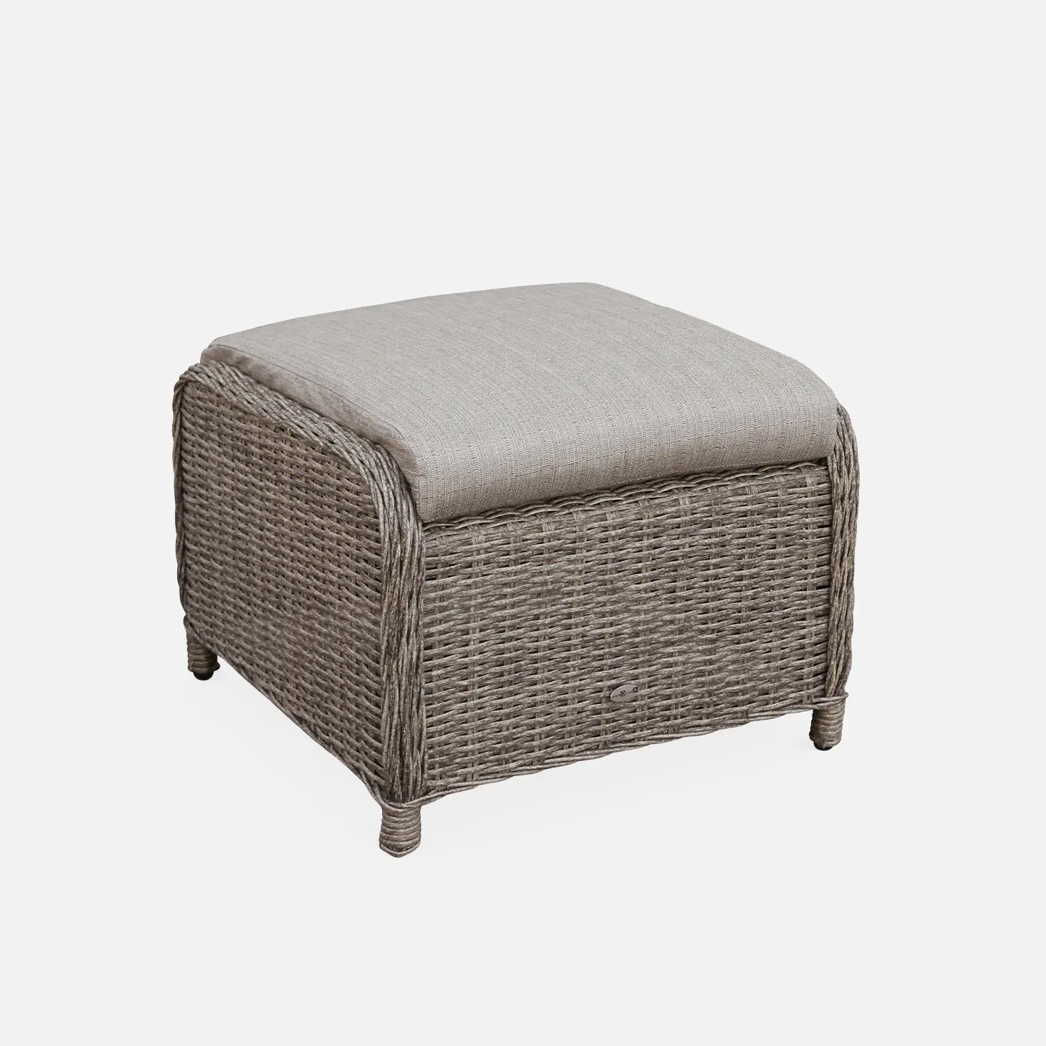 Fauteuil de jardin + repose pieds résine tressée ronde (lot de 2)