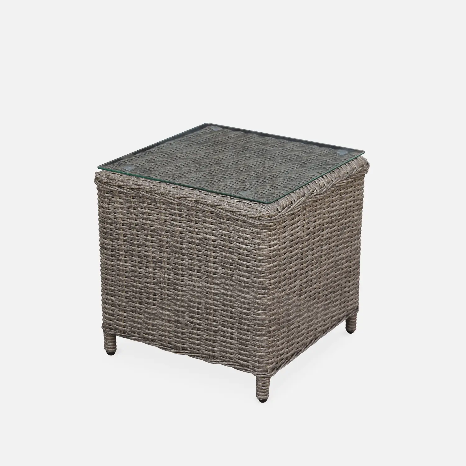 Fauteuil de jardin + repose pieds résine tressée ronde (lot de 2)