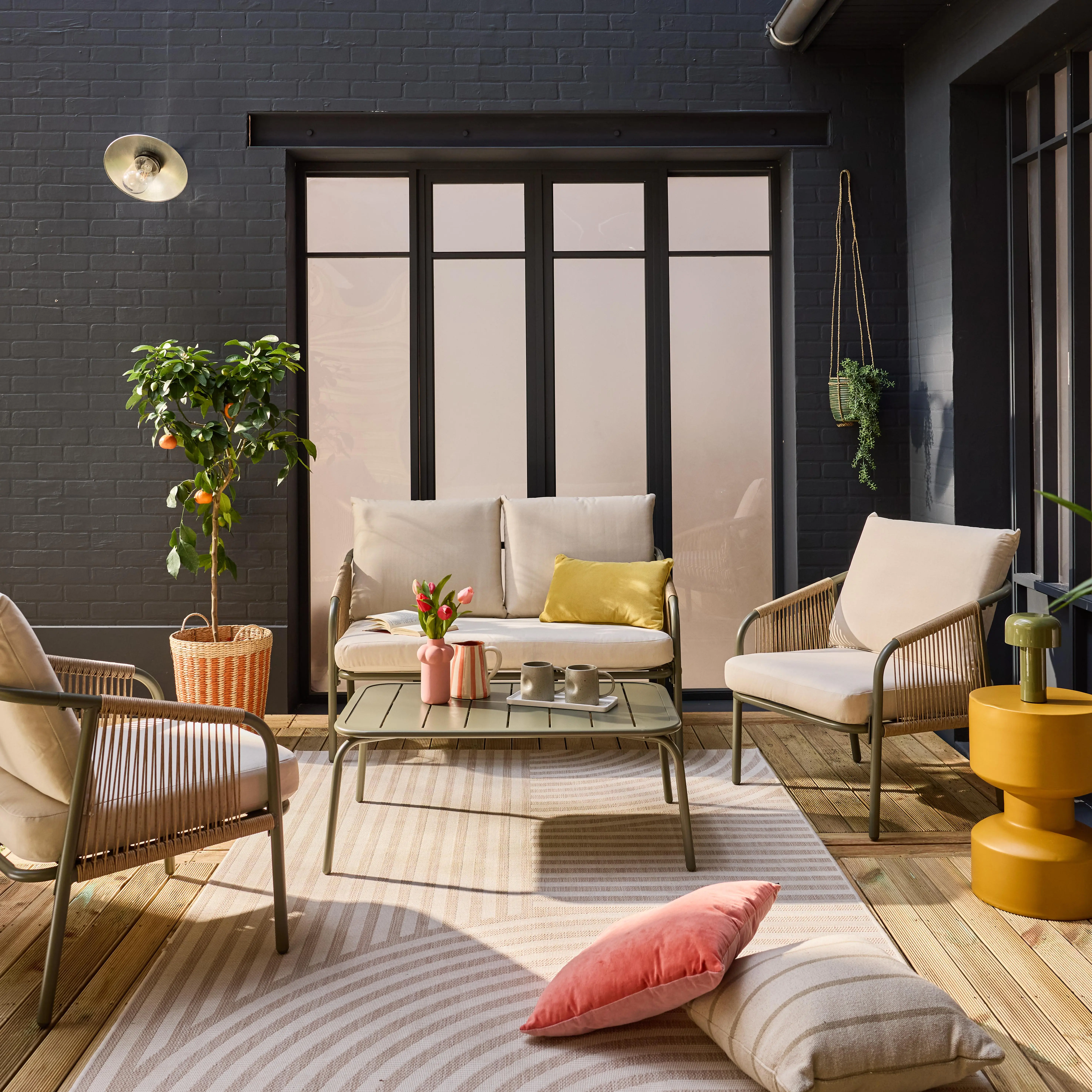 Salon de jardin acier 4 places