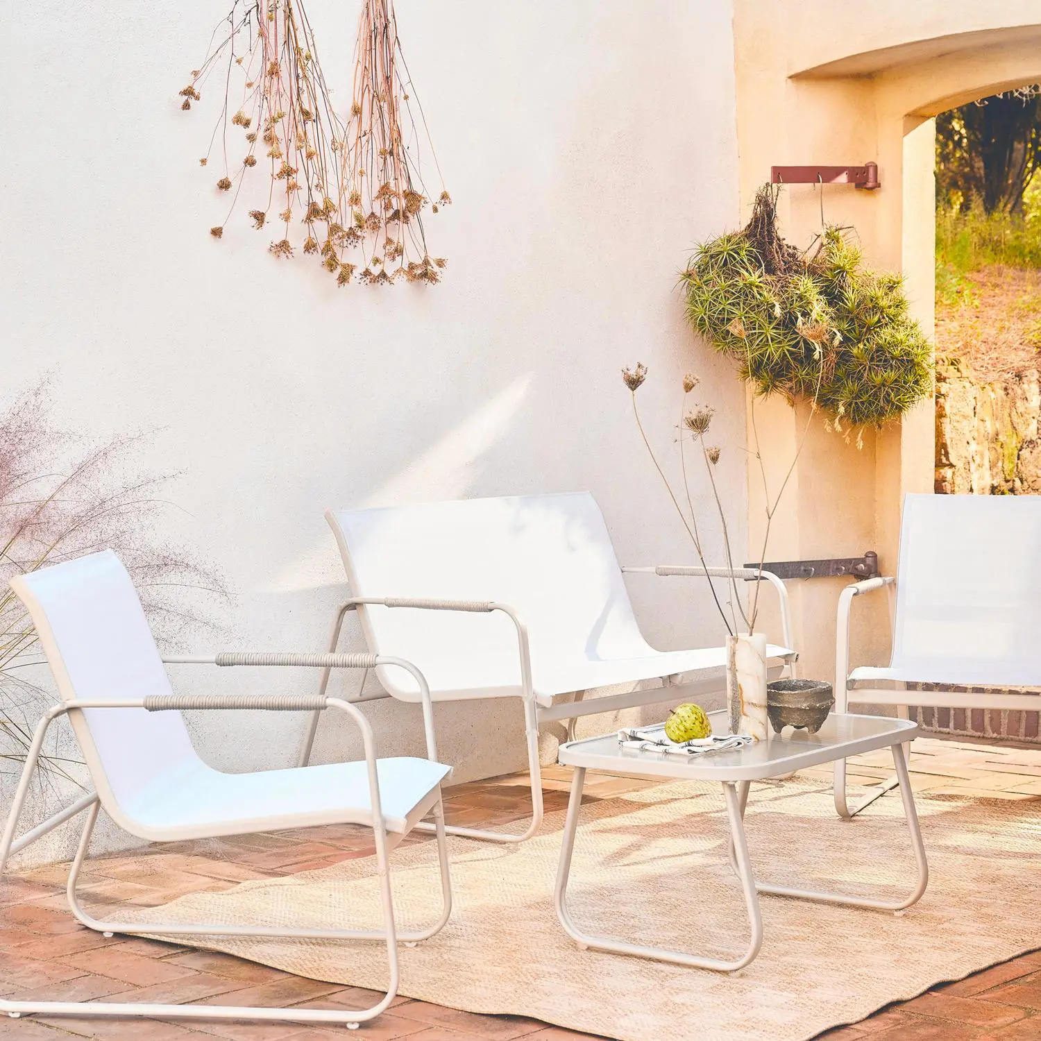 Salon de jardin acier 4 places